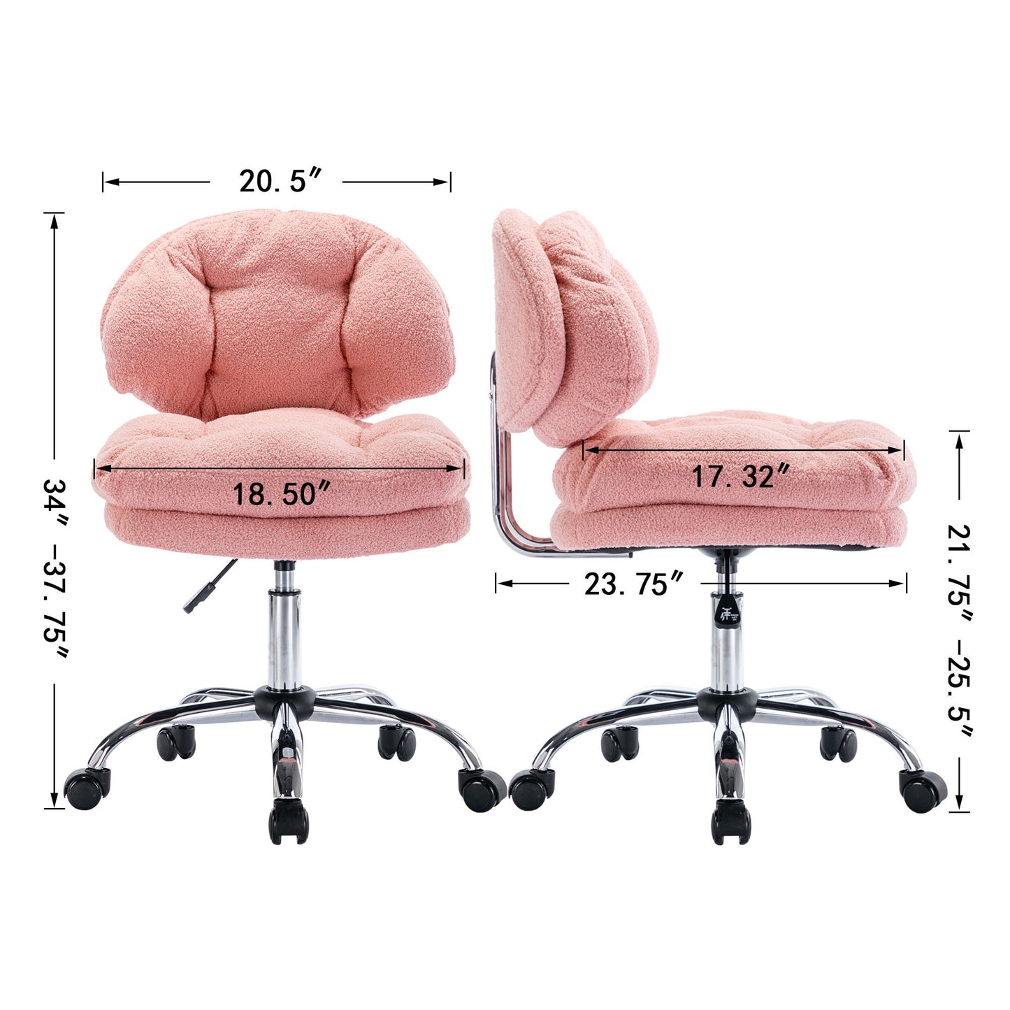 Teddy Velvet Makeup Pink Home Office Chair