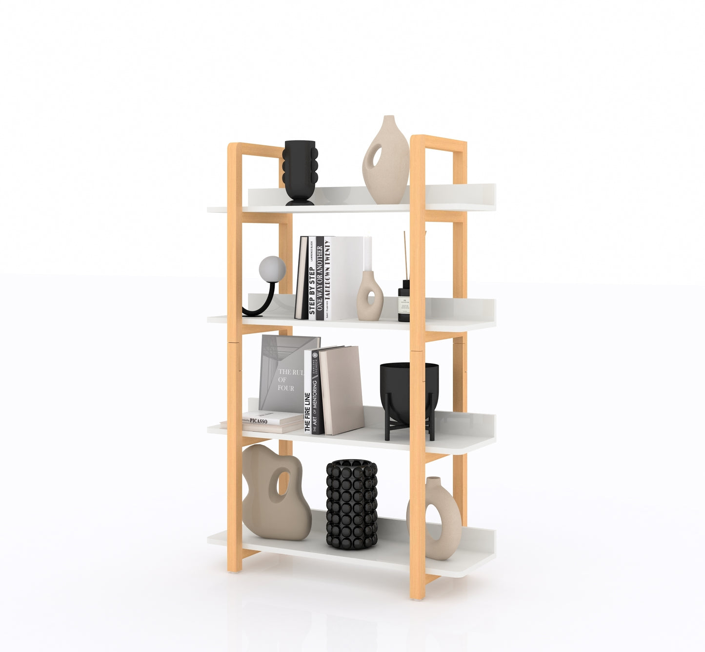 Multifunction Bookcase with Solid Wood Frame