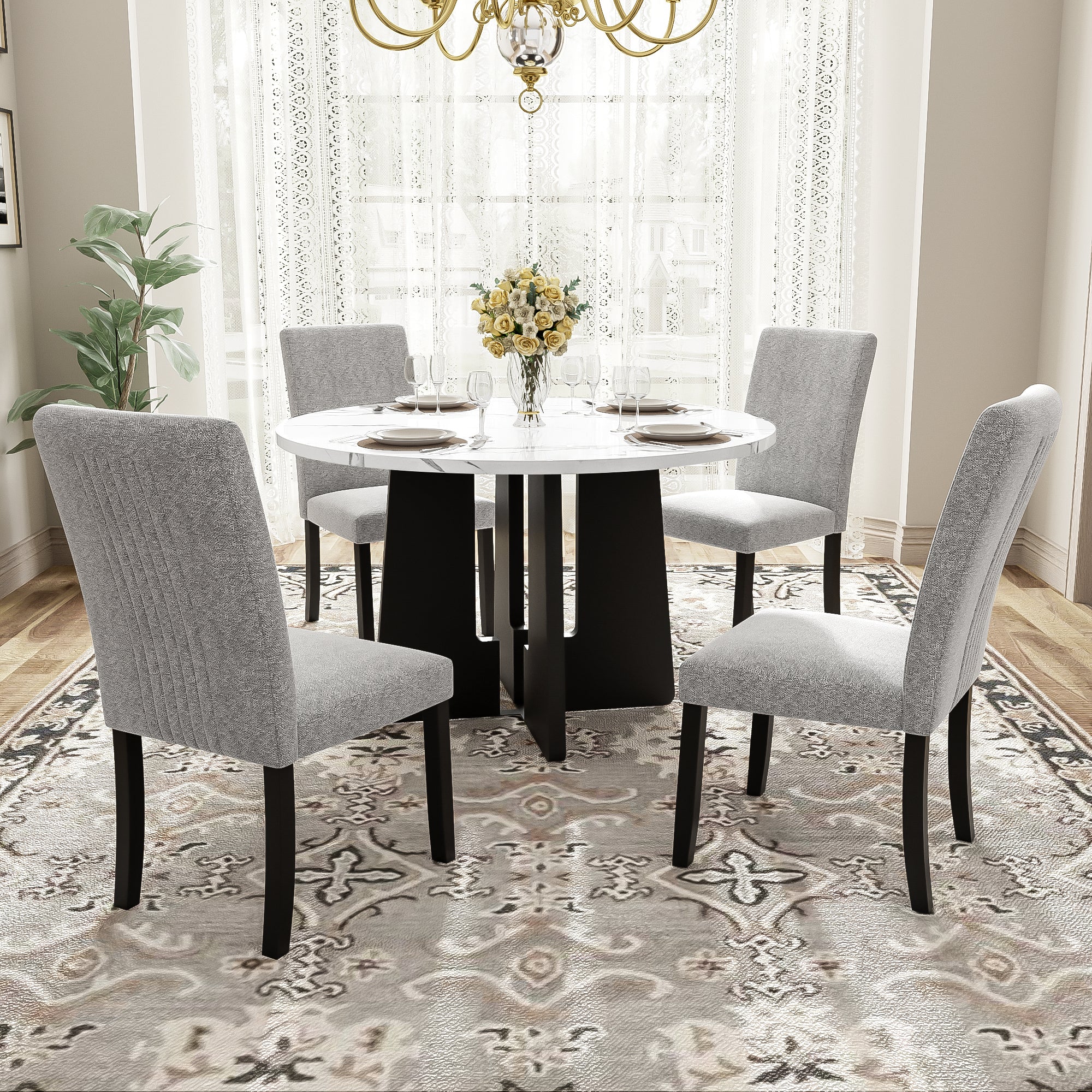 Crestfield 5-Piece Round Dining Table set