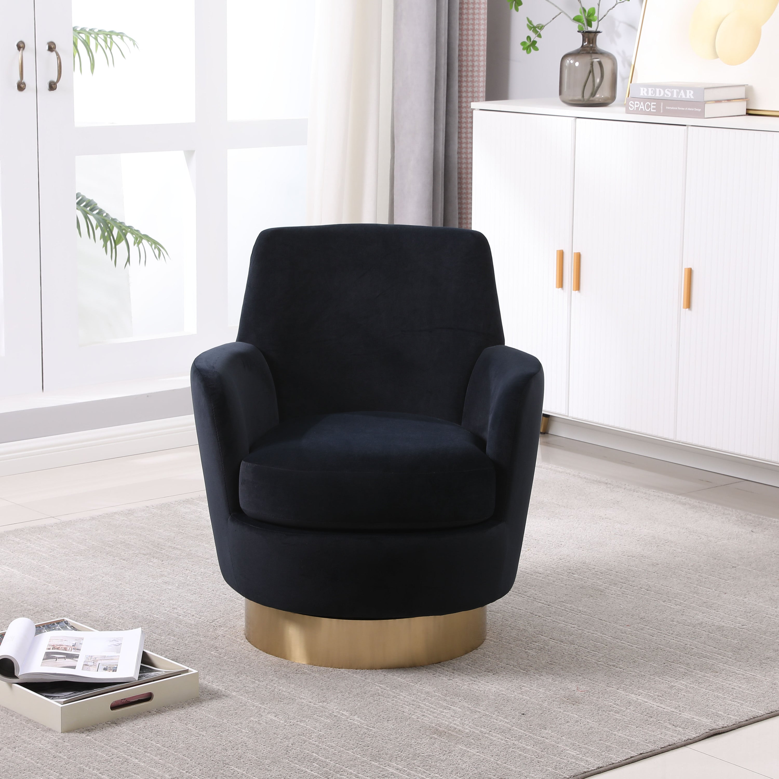 Marbella Black Swivel Barrel Chair