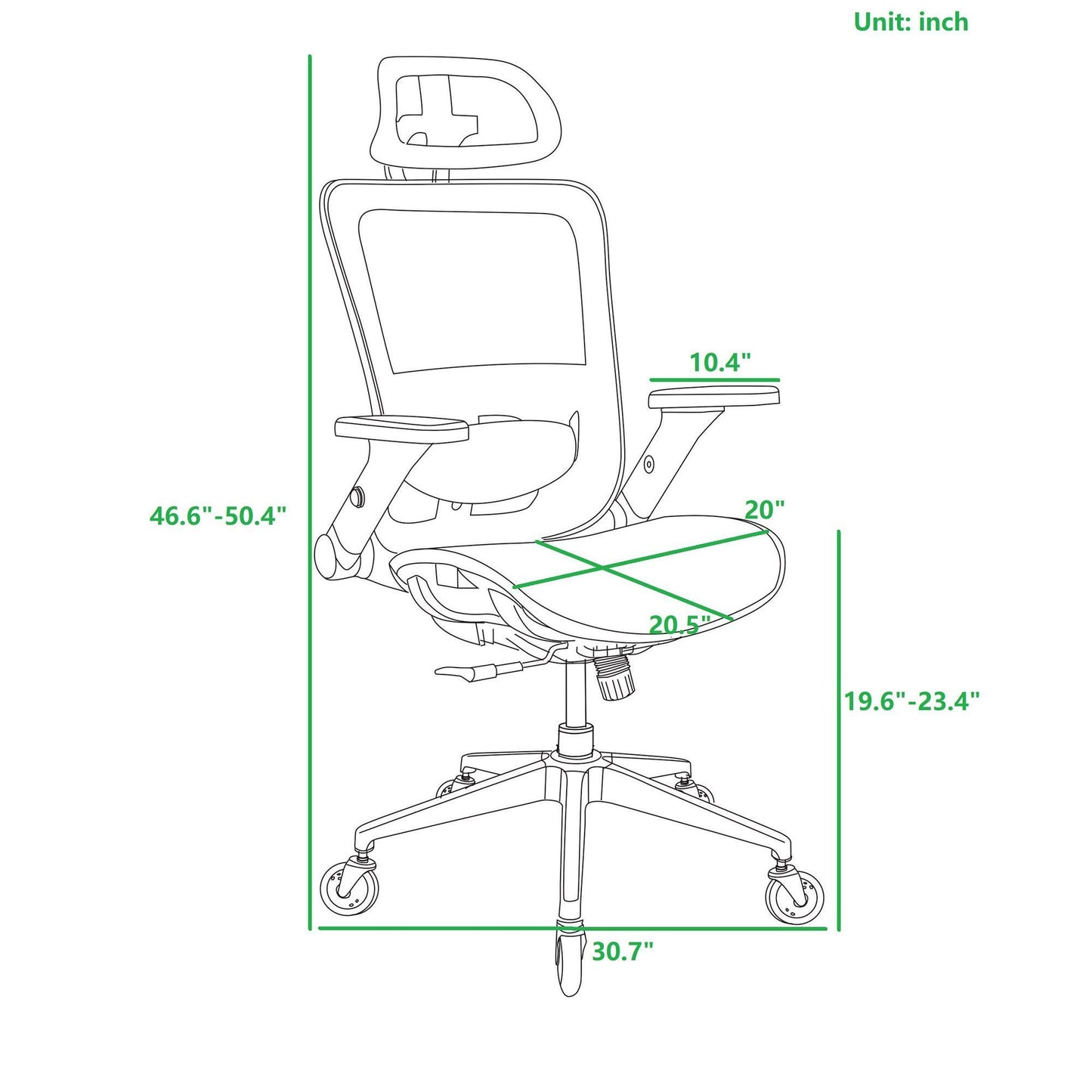 Kimmie White Office Chair w/  Adjustable Headrest with Flip-Up Arms