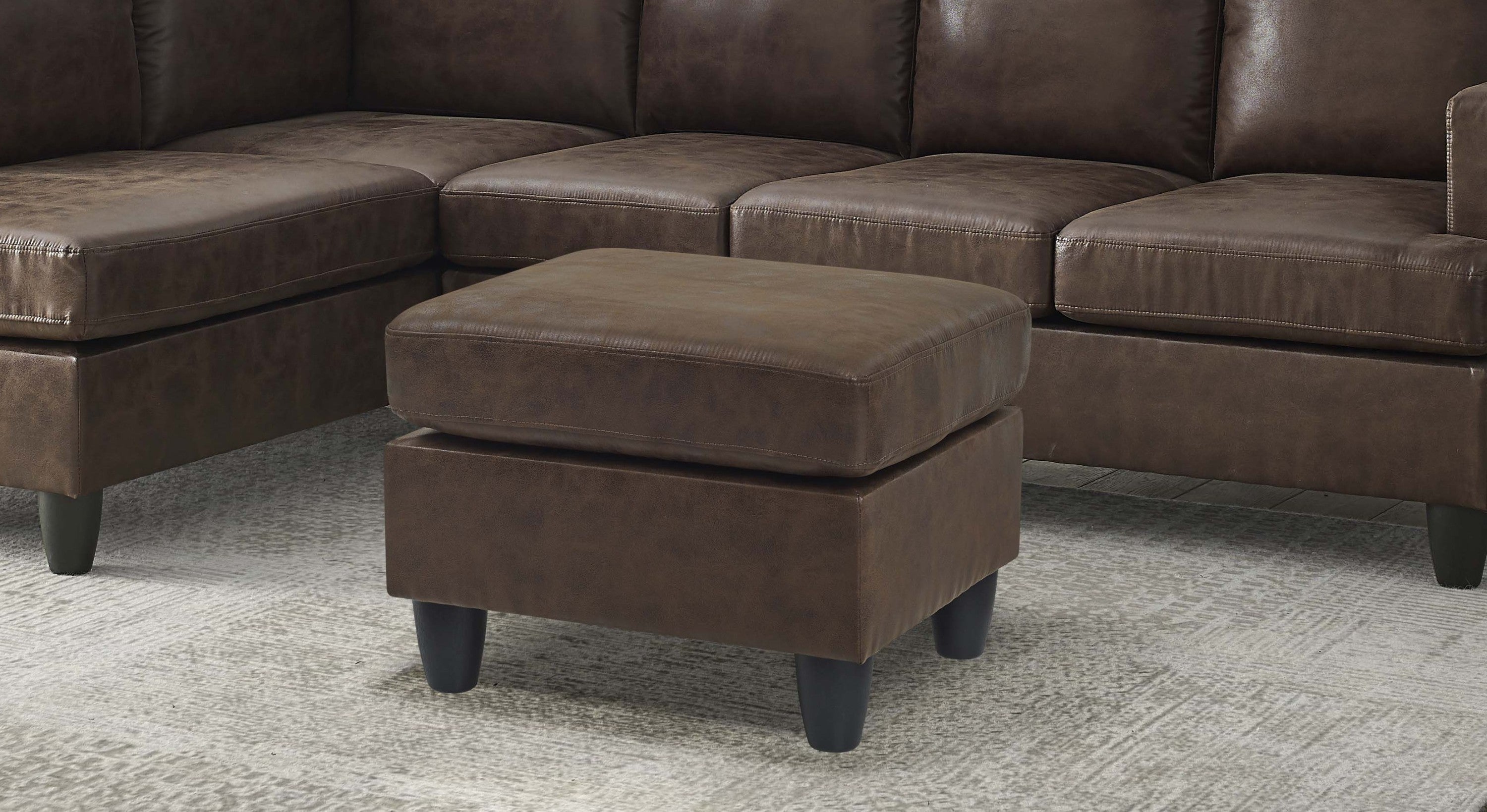 Sierra Brown Faux Leather Ottoman