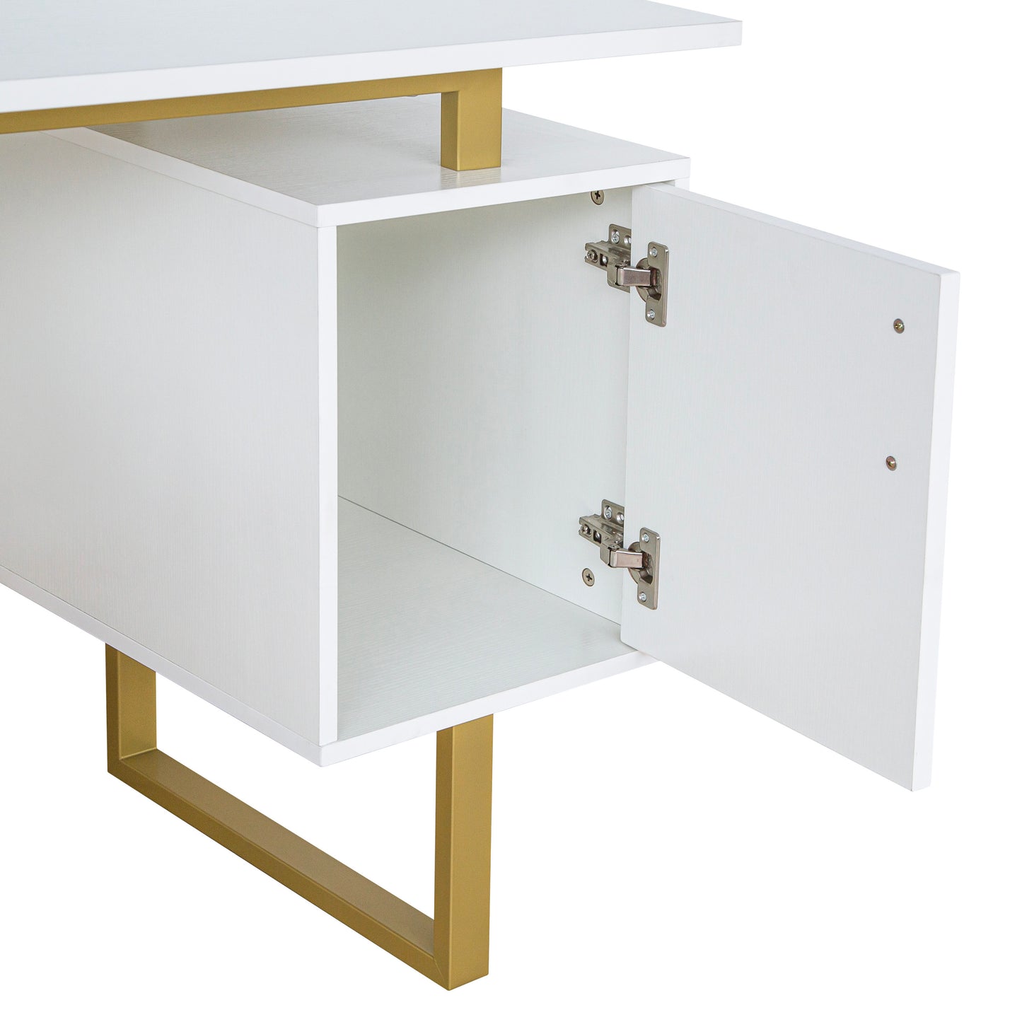 Techni White and Gold Office Desk