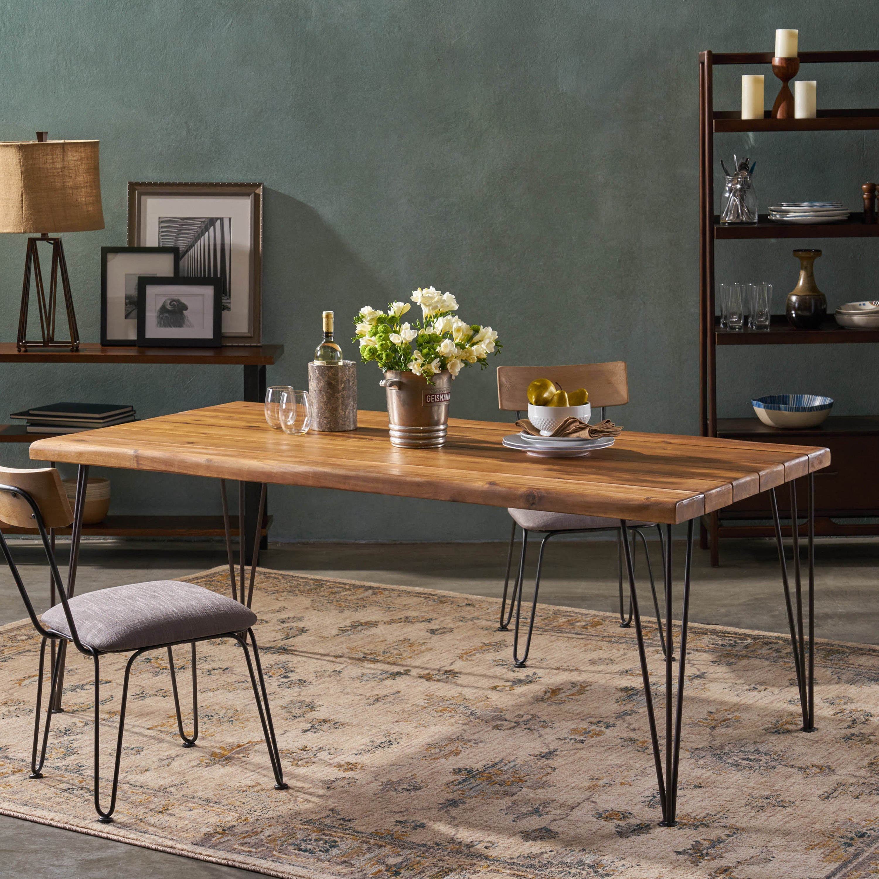 ZION INDUSTRIAL WOOD AND METAL DINING TABLE