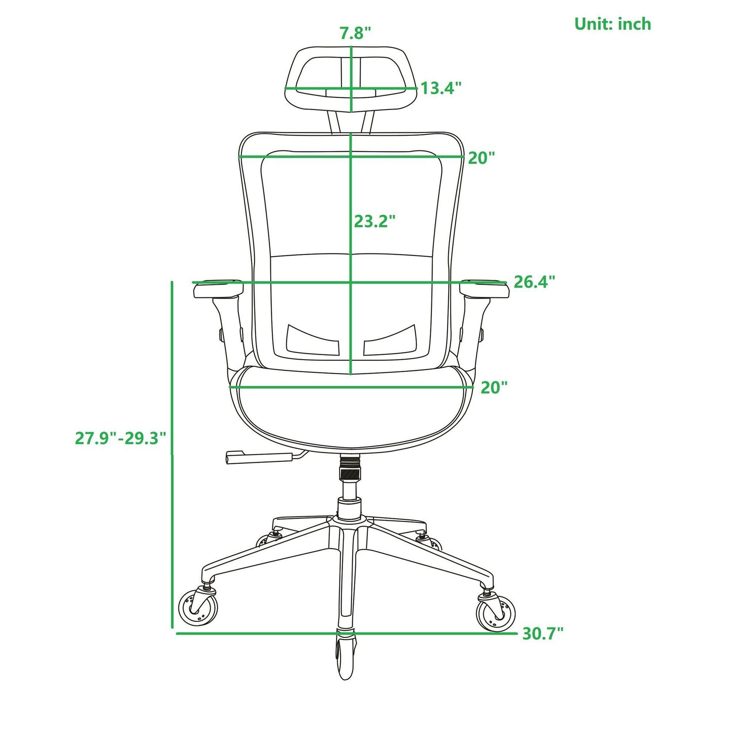 Kimmie White Office Chair w/  Adjustable Headrest with Flip-Up Arms