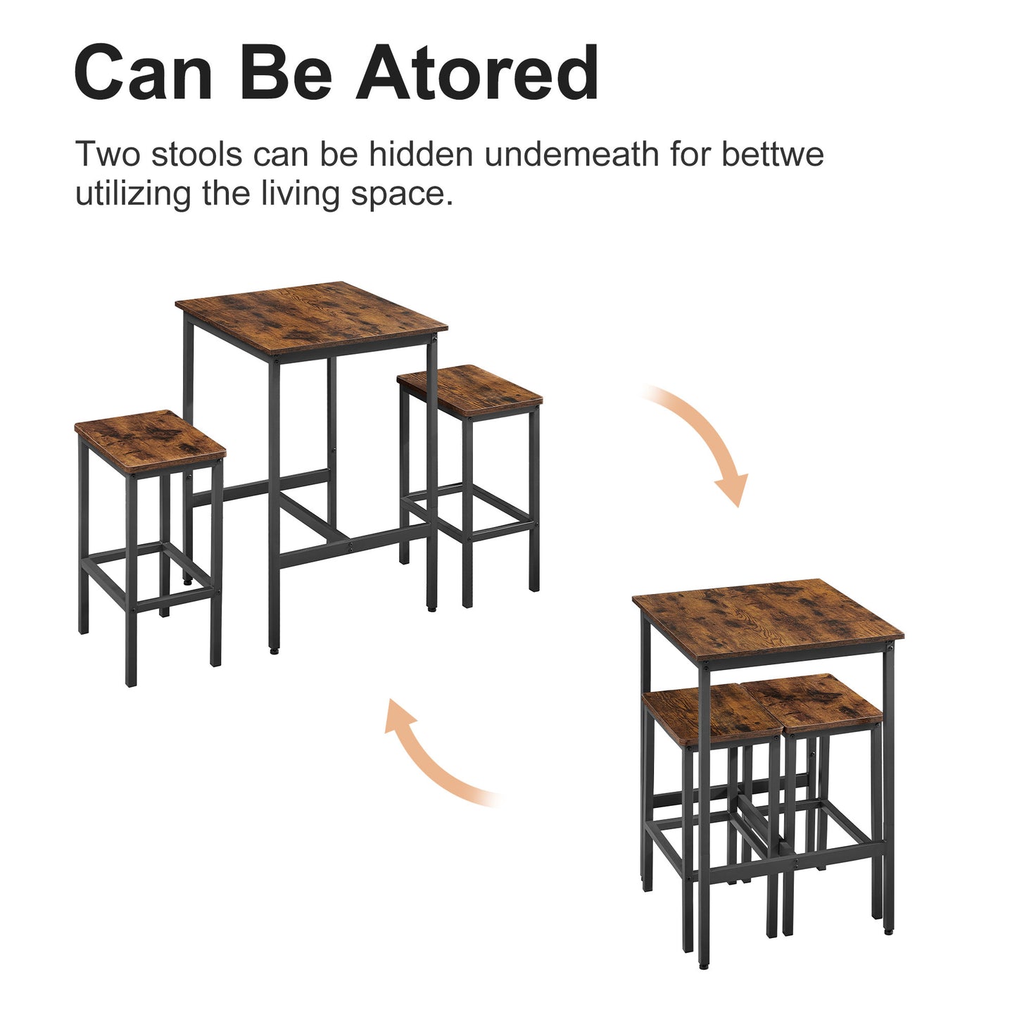 Jona Square Bar Table with 2 Bar Chairs