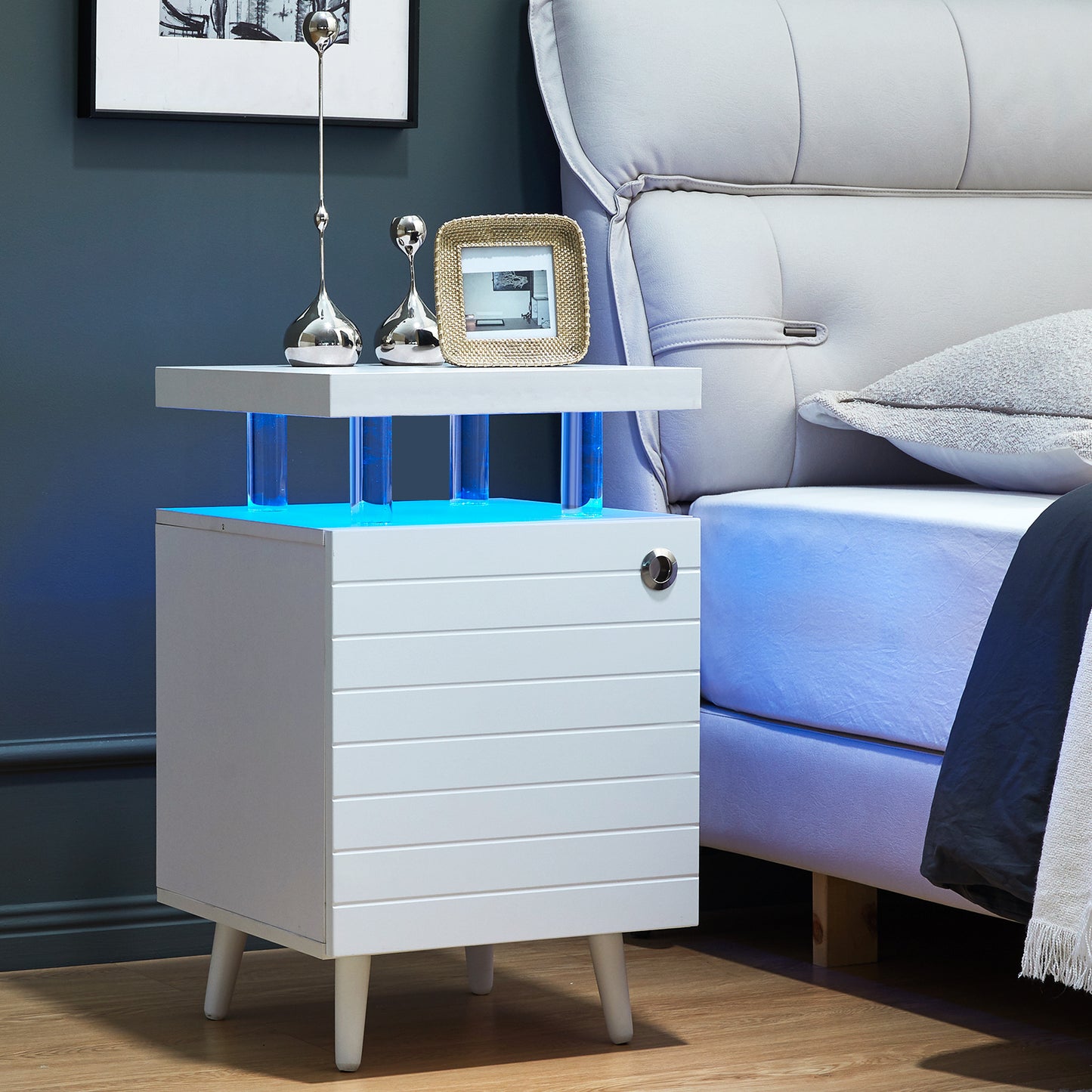 Chroma LED Nightstand in White Finish