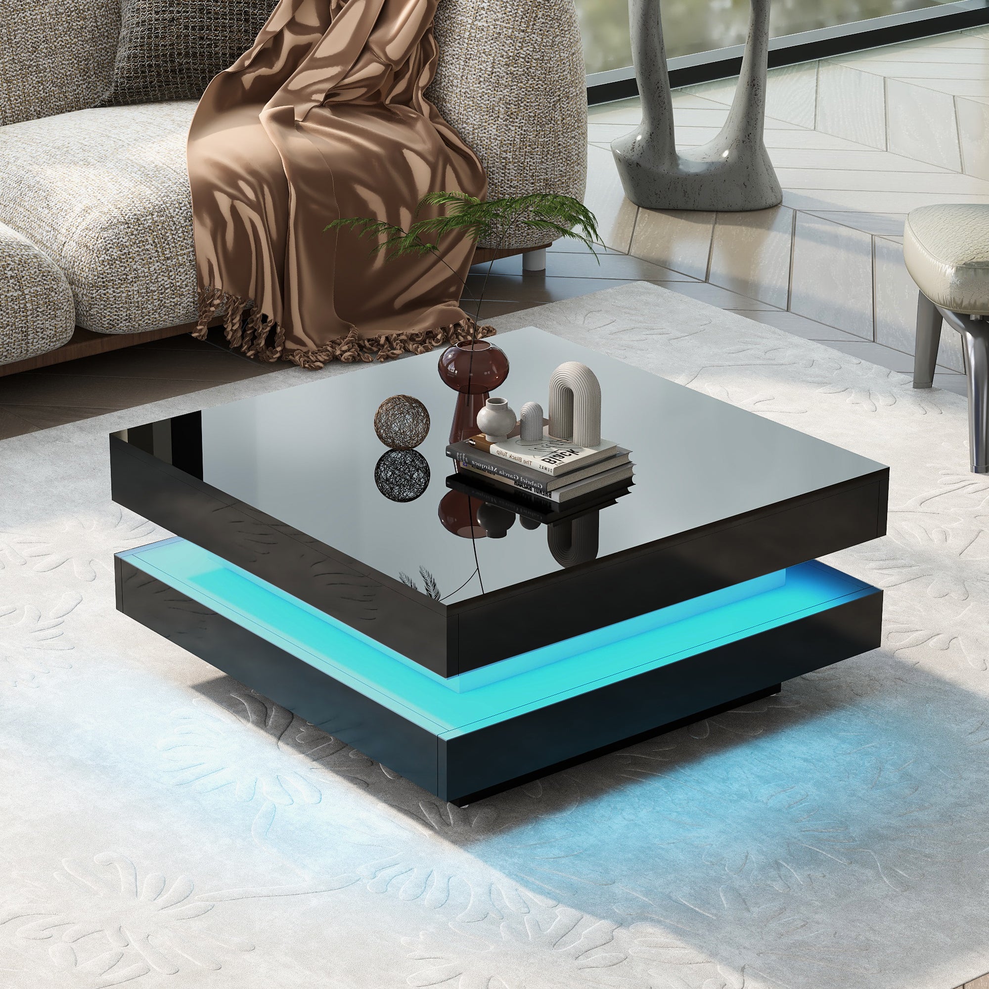 Onica Black High Gloss Coffee Table w/ LED