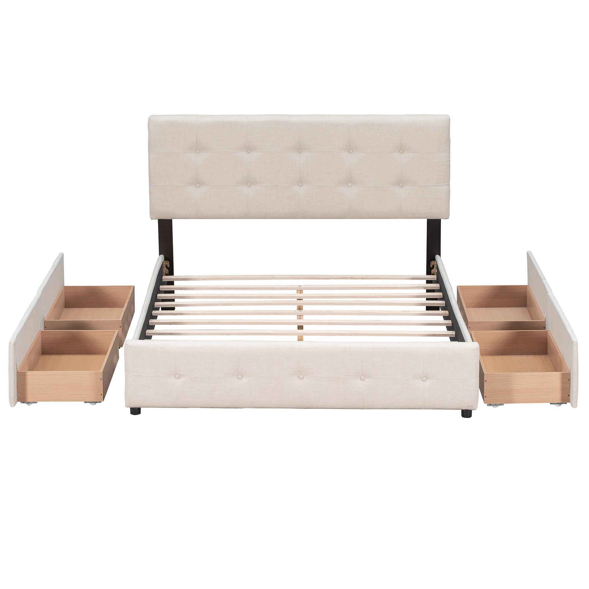 Peak Beige Upholstered Queen Platform Bed
