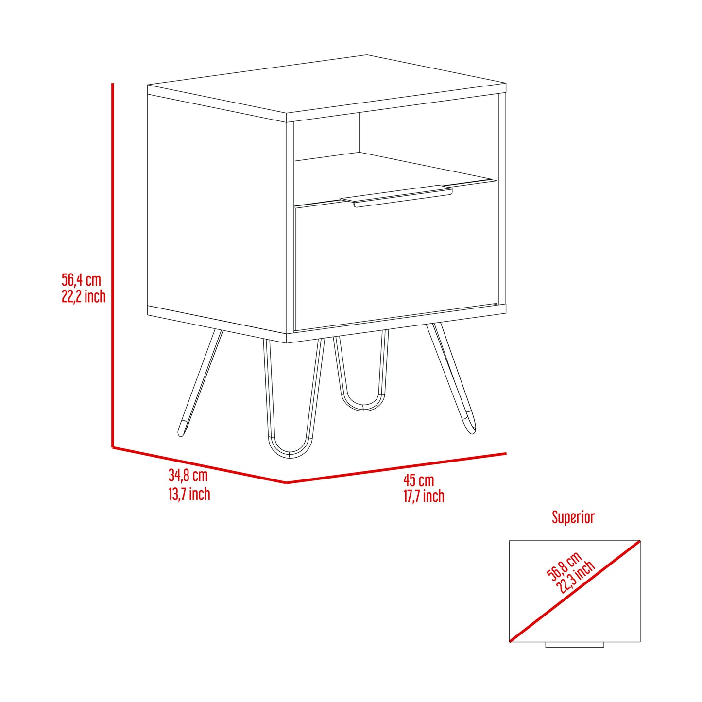 Begonia Nightstand in White Finish