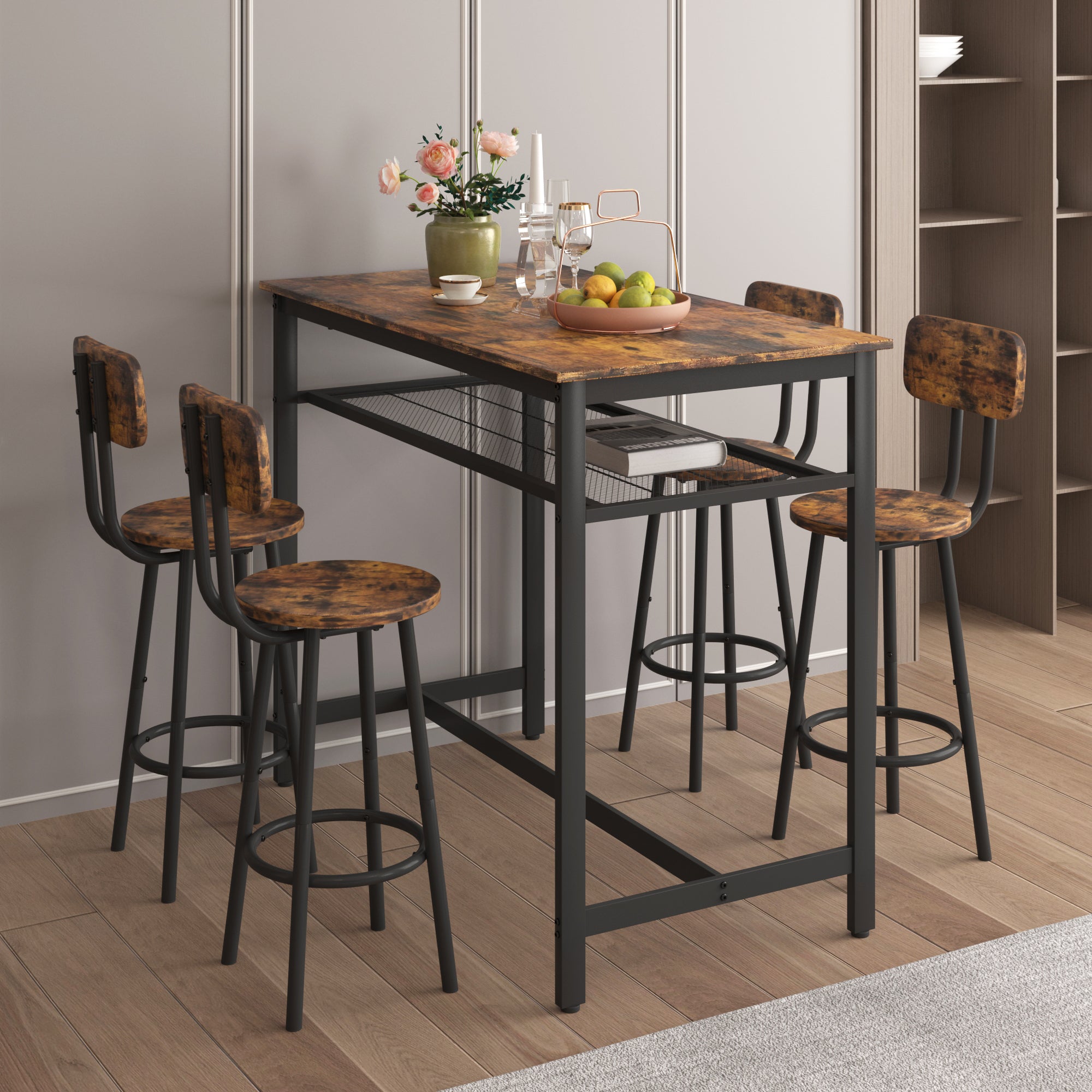 Flint 5-Piece Kitchen Counter Height Table Set