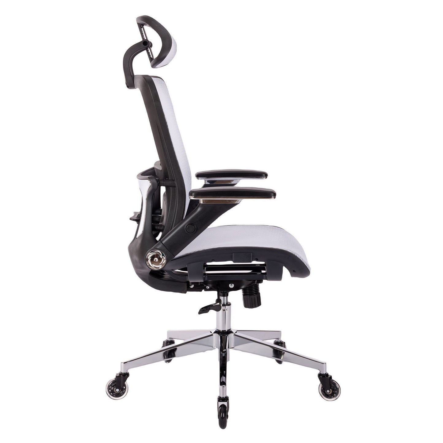 Kimmie White Office Chair w/  Adjustable Headrest with Flip-Up Arms