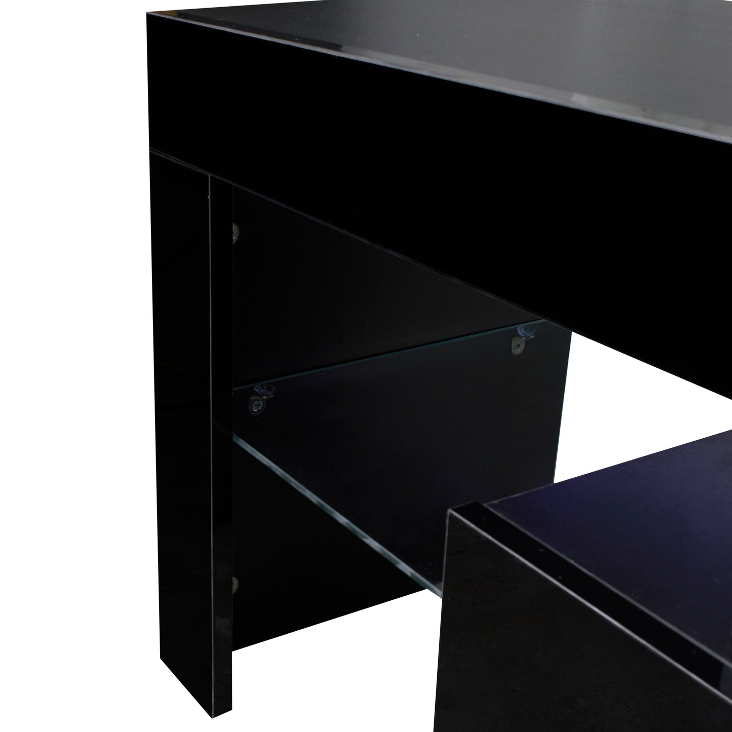 Black TV Stand with LED RGB Lights