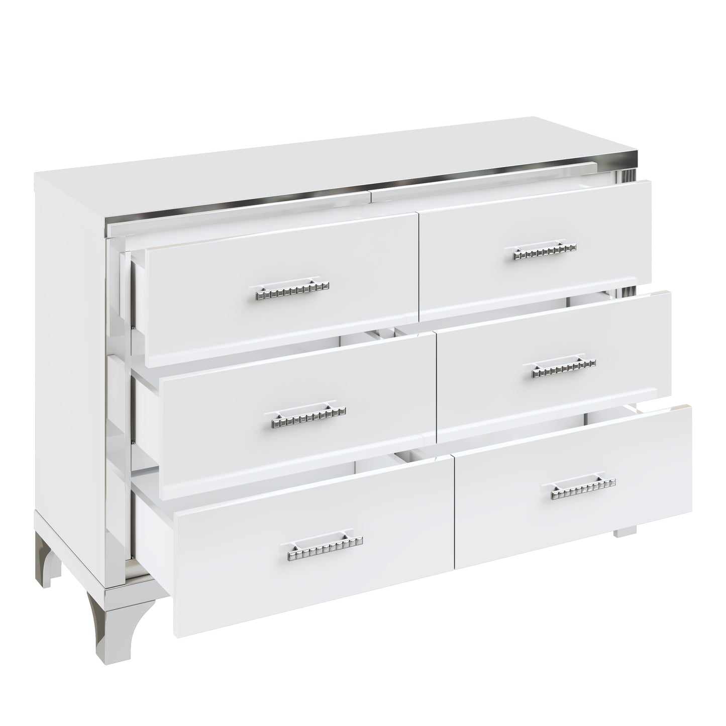 Elisa Elegant High Gloss Dresser with Metal Handles