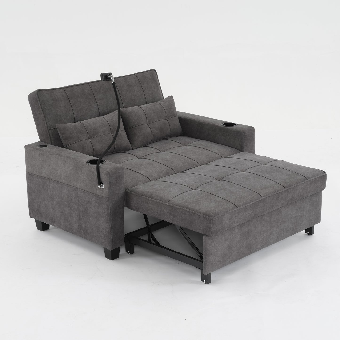 Darwin Convertible Chair 3-in-1 Pull Out Sleeper Chair in Dark Grey Tech Fabric