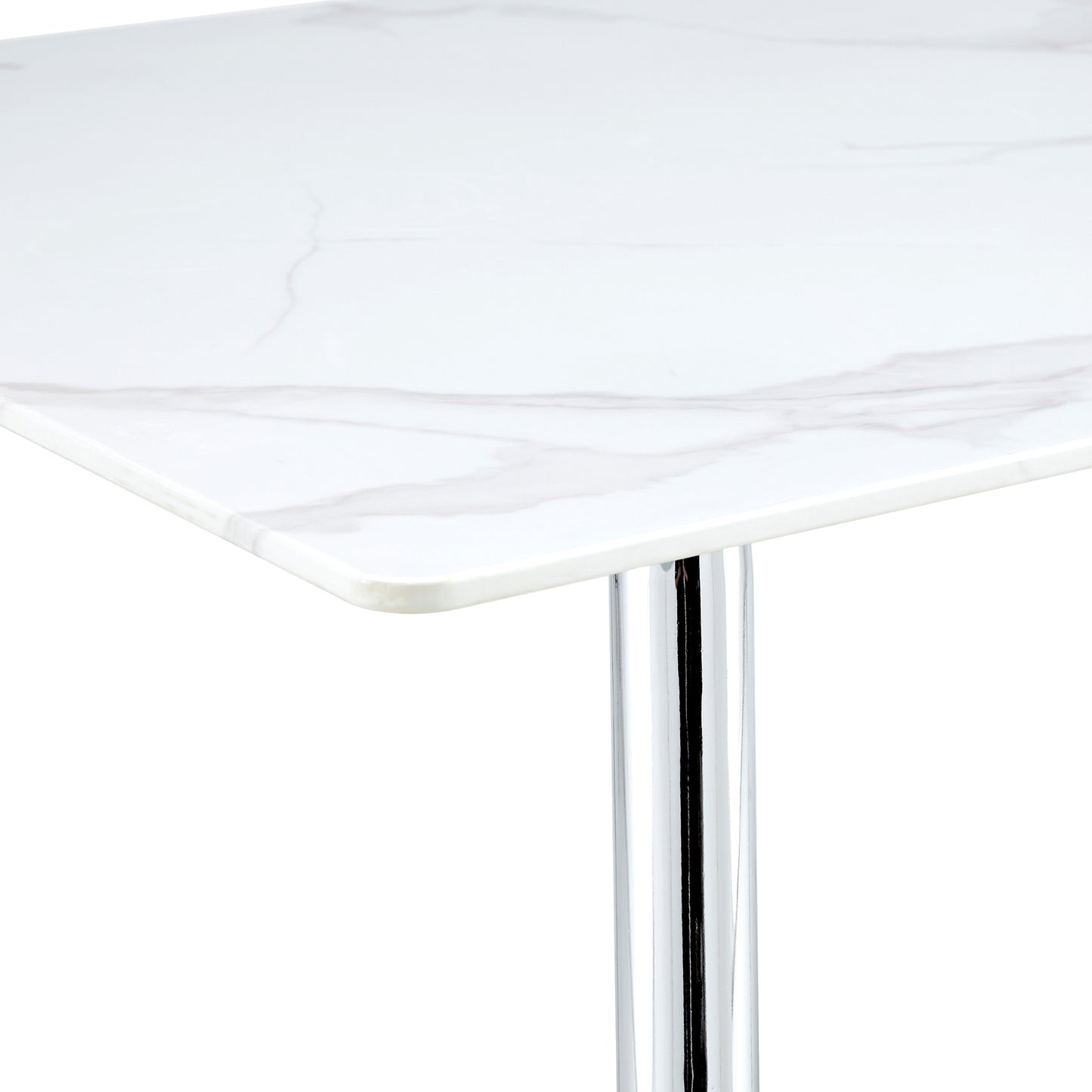 minimalist rectangular dining table with 0.4 inch white imitation marble tabletop