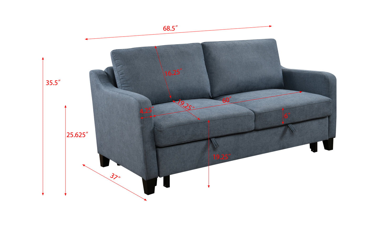 Conner Dark Blue Queen Sofa Sleeper