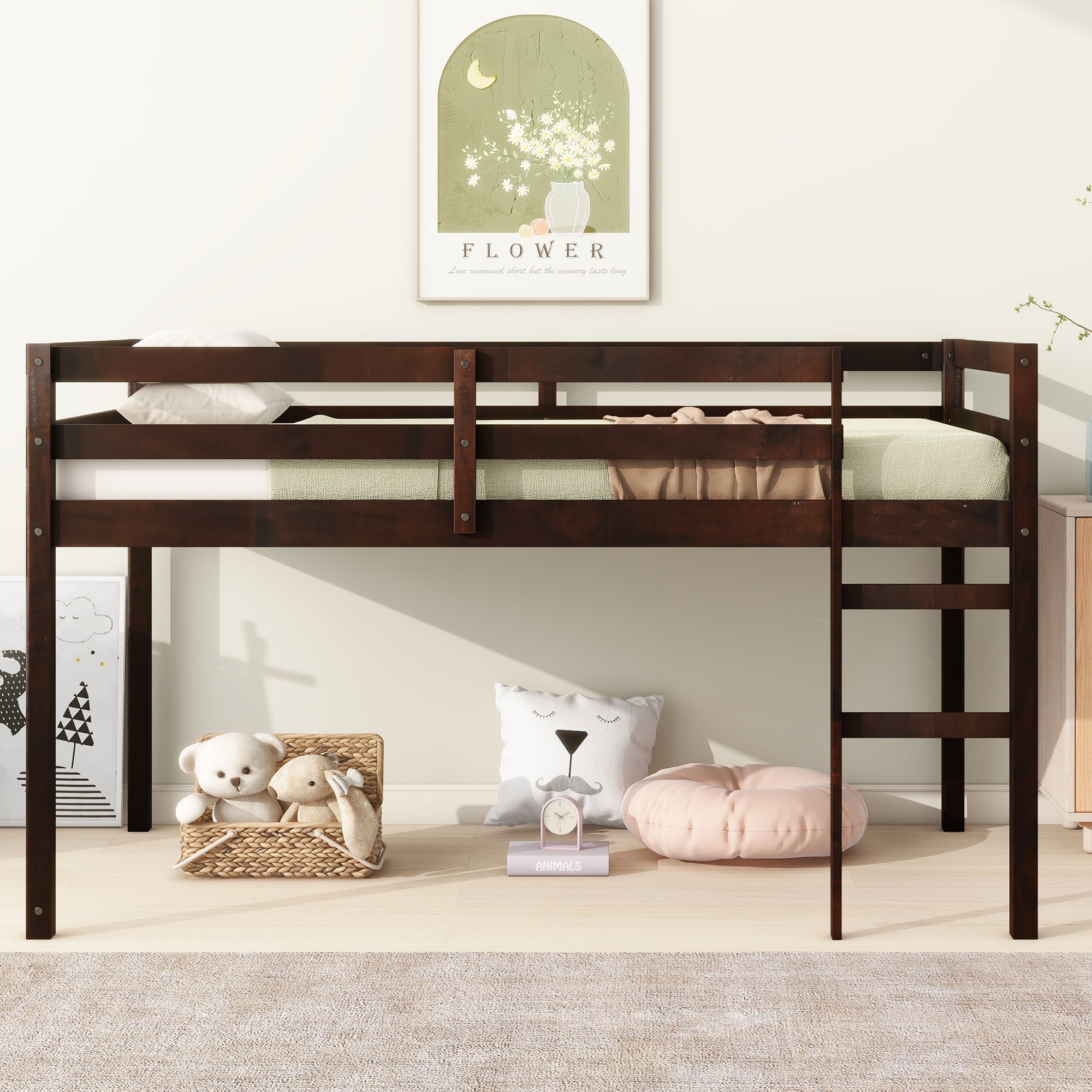 LoftEdge Espresso Solid Wooden Twin Loft Bed