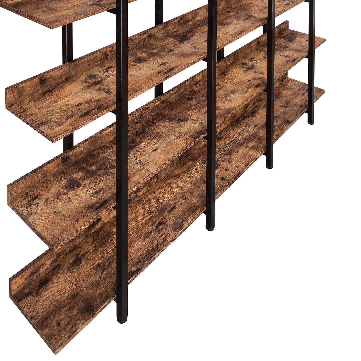 Vintage Industrial 5-Tier Bookcase in Brown Finish