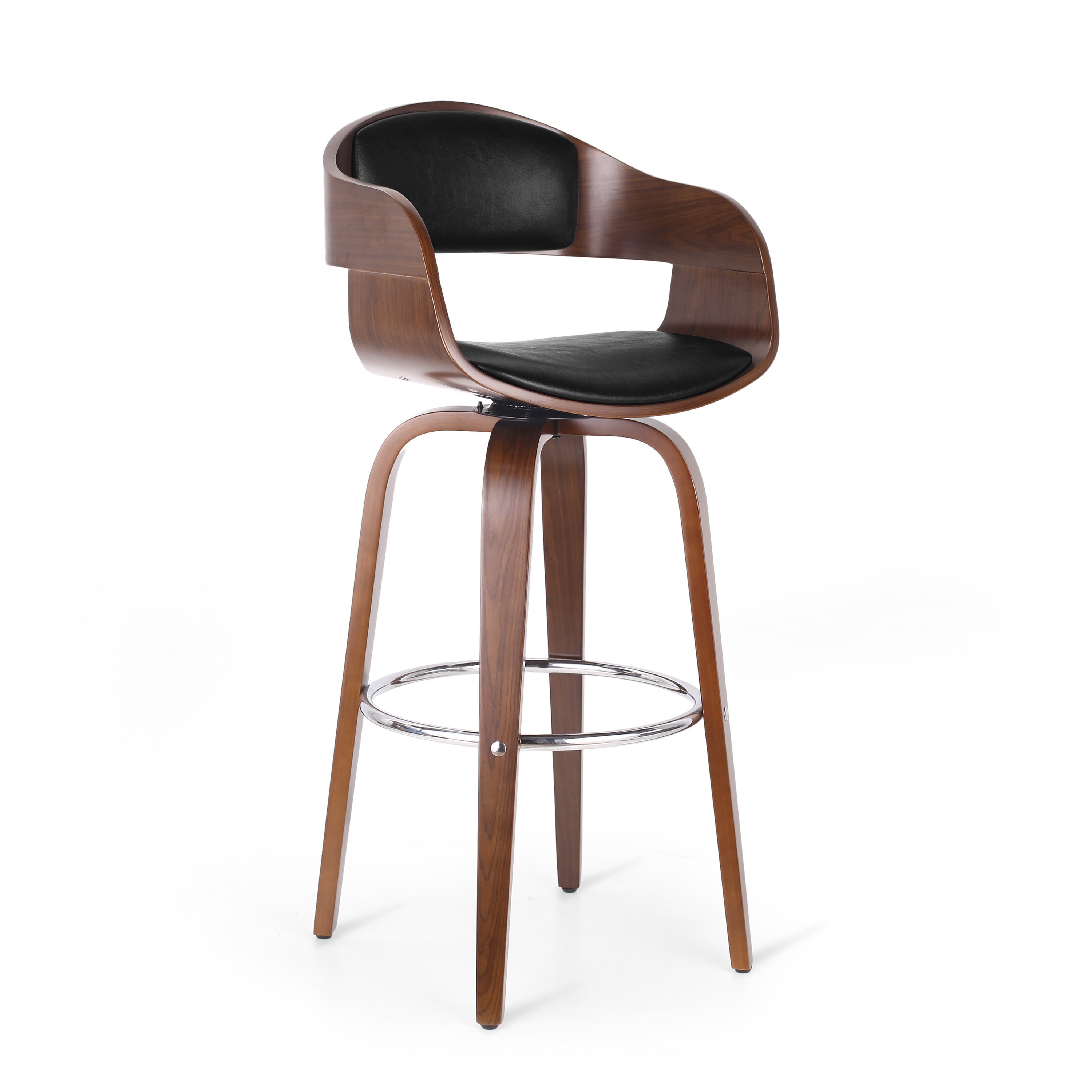 Soho Upholstered Swivel Barstool with Wood Frame