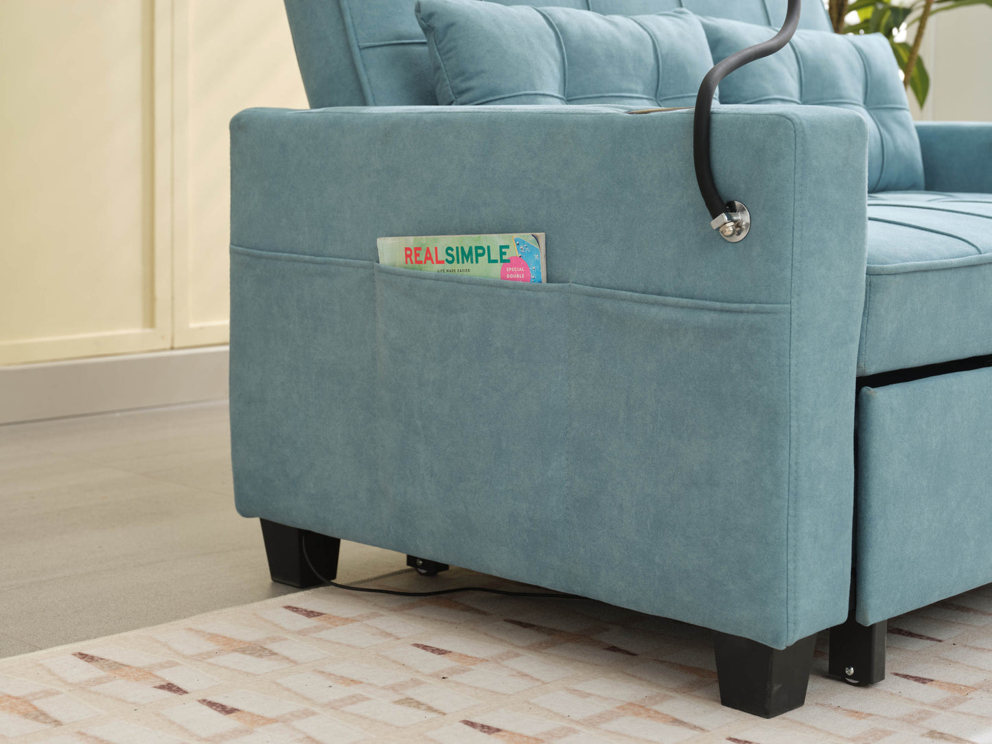 Darwin Convertible Chair 3-in-1 Pull Out Sleeper Chair in Green Tech Fabric