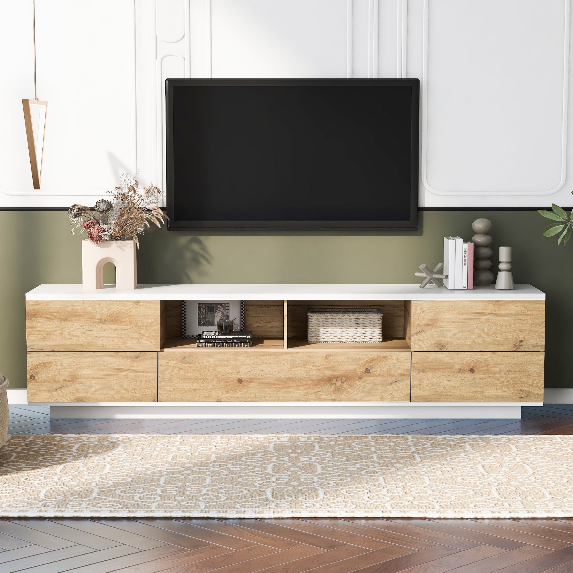 Asher Modern TV Stand with Storage for TVs up to 80 Inch