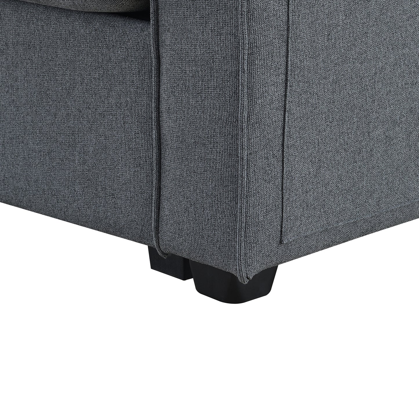 Monyanta Modern Linen Fabric Sofa with Armrest Pockets in Dark Grey