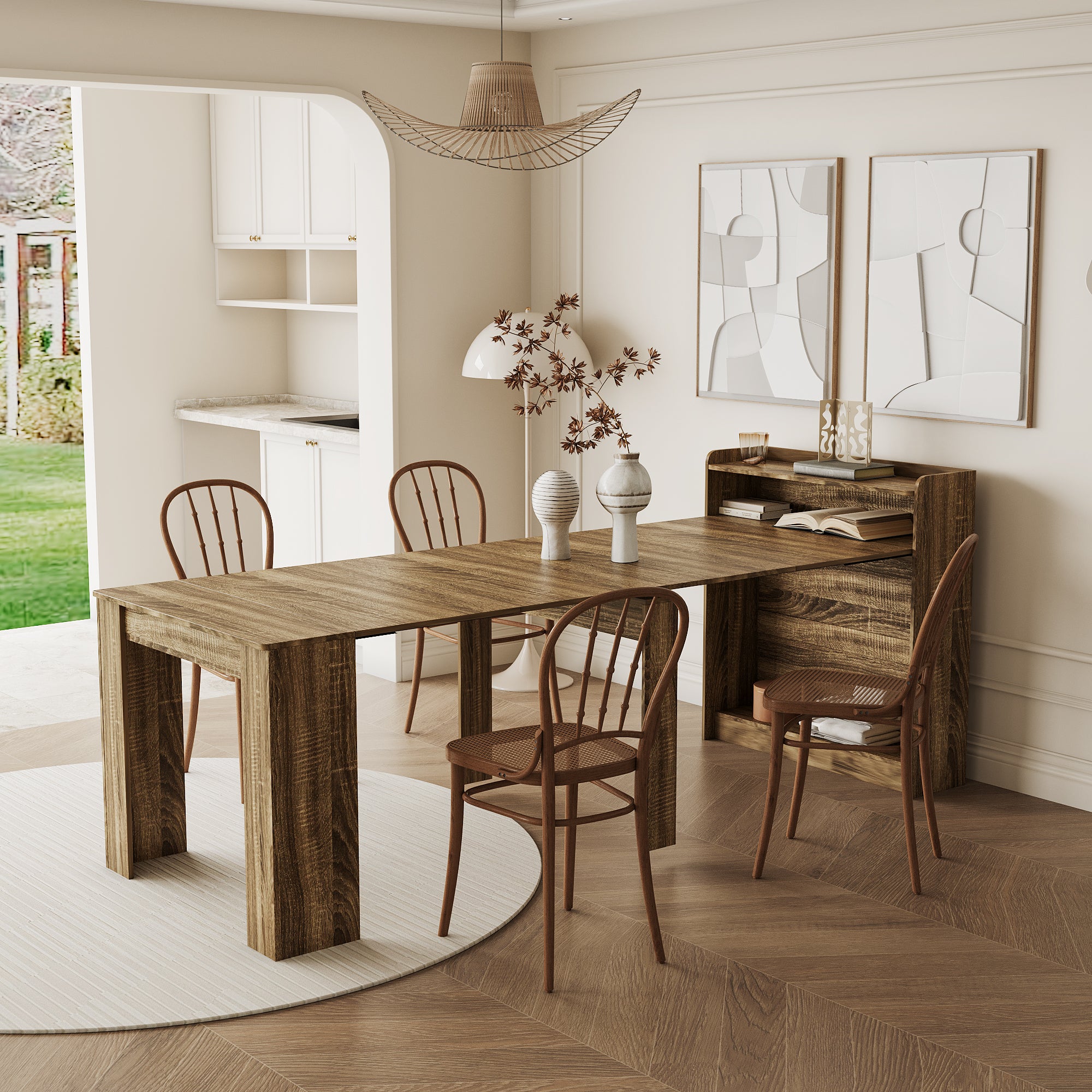 Hampton Modern Extendable Dining Table with Storage