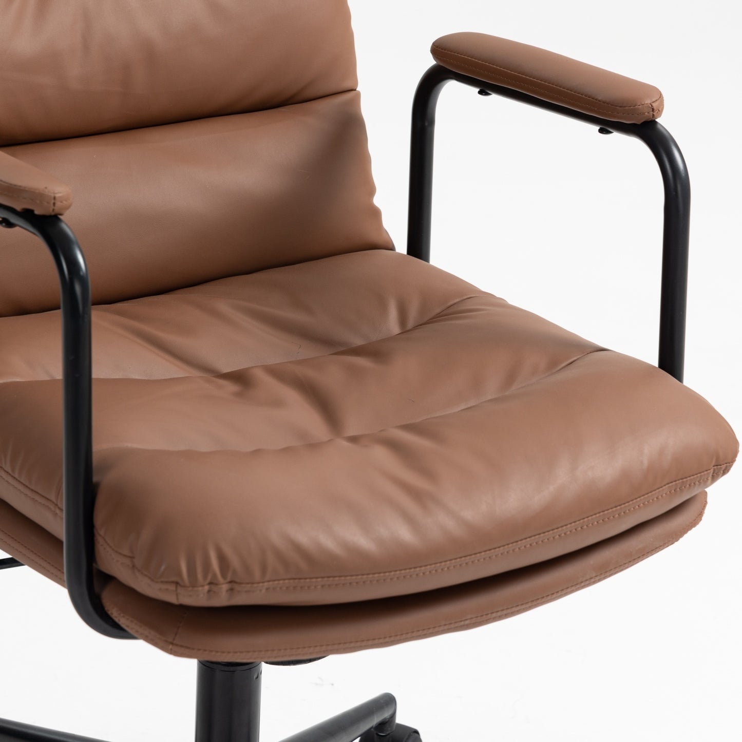 Royton Computer Rolling Swivel Chair in Brown PU Leather