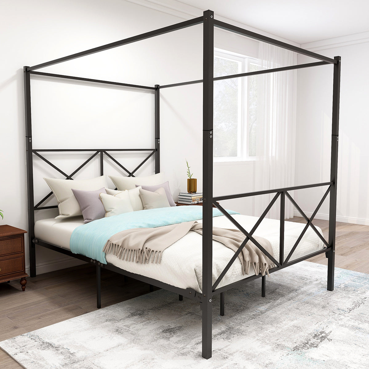 Linea Metal Canopy Bed Frame