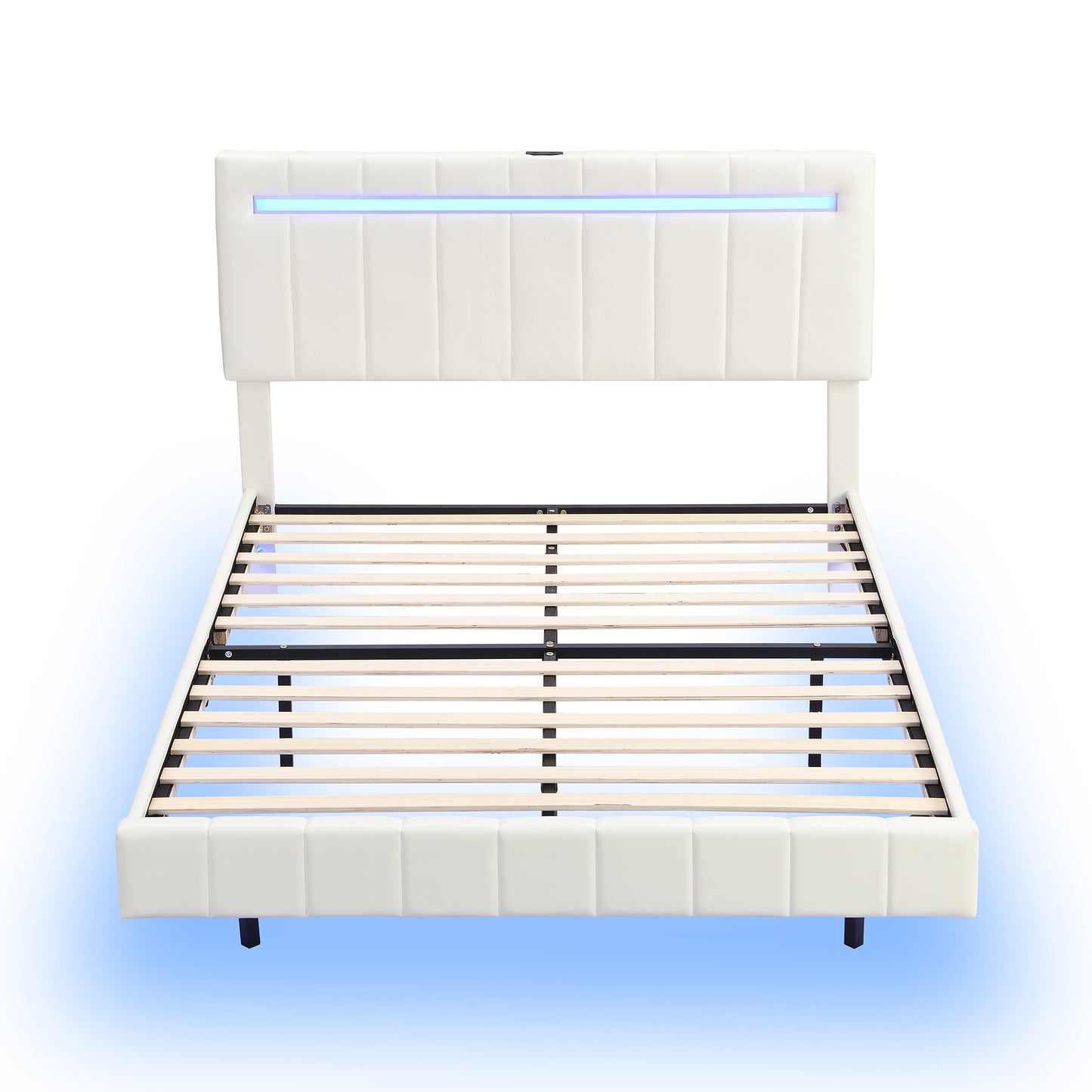 Clara Queen Size Floating Bed Frame with LED Lights and USB Charging