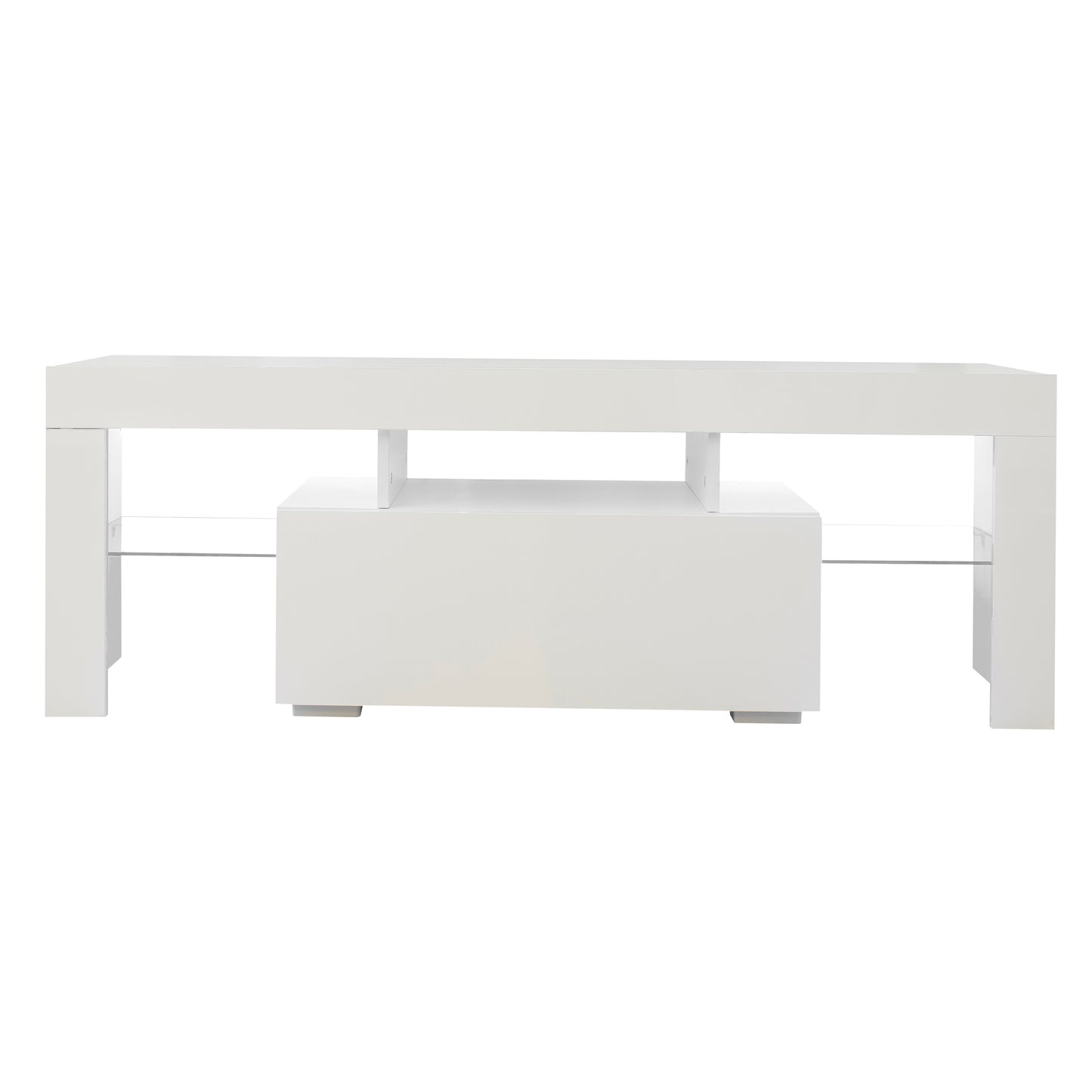 White TV Stand with LED RGB Lights