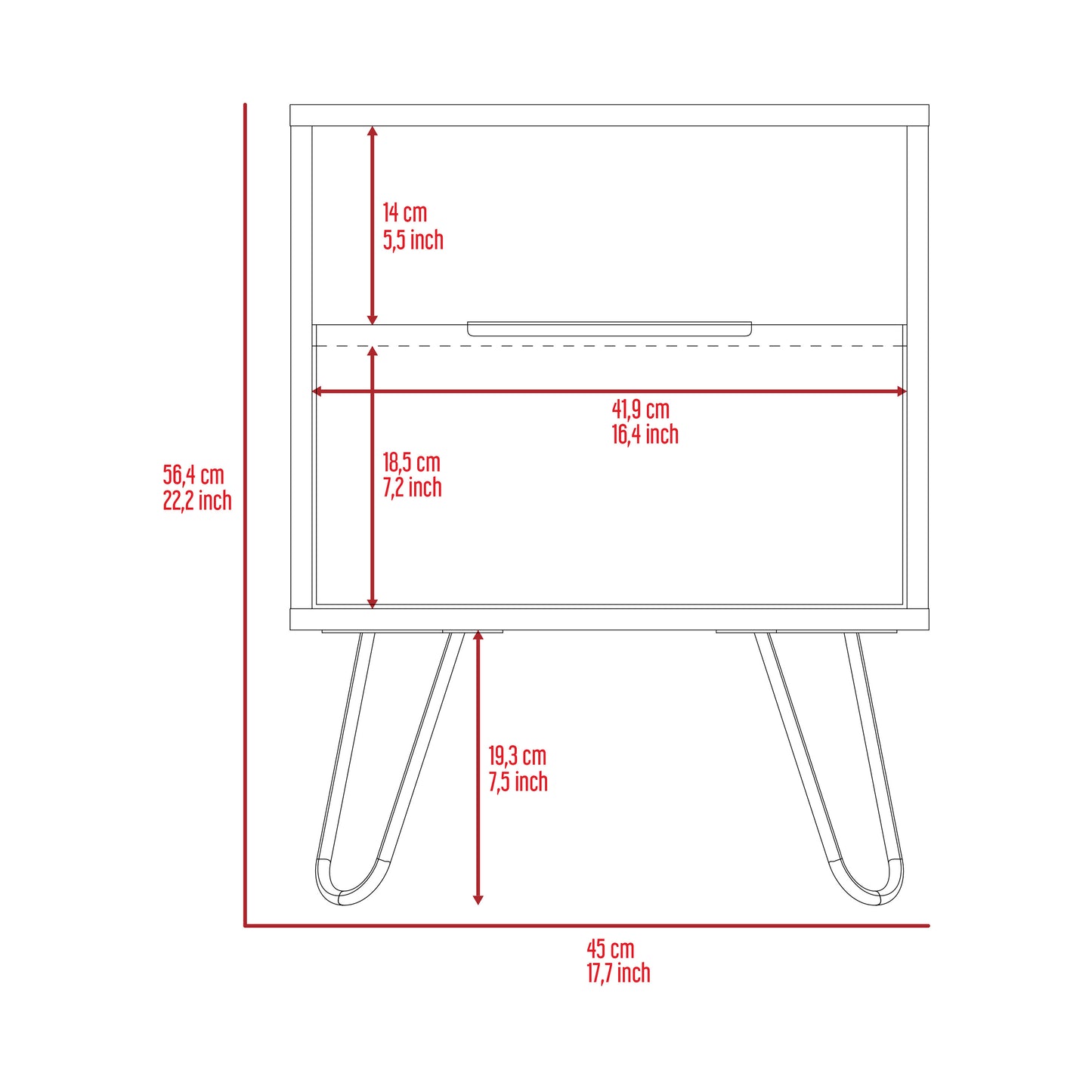 Begonia Nightstand in White Finish