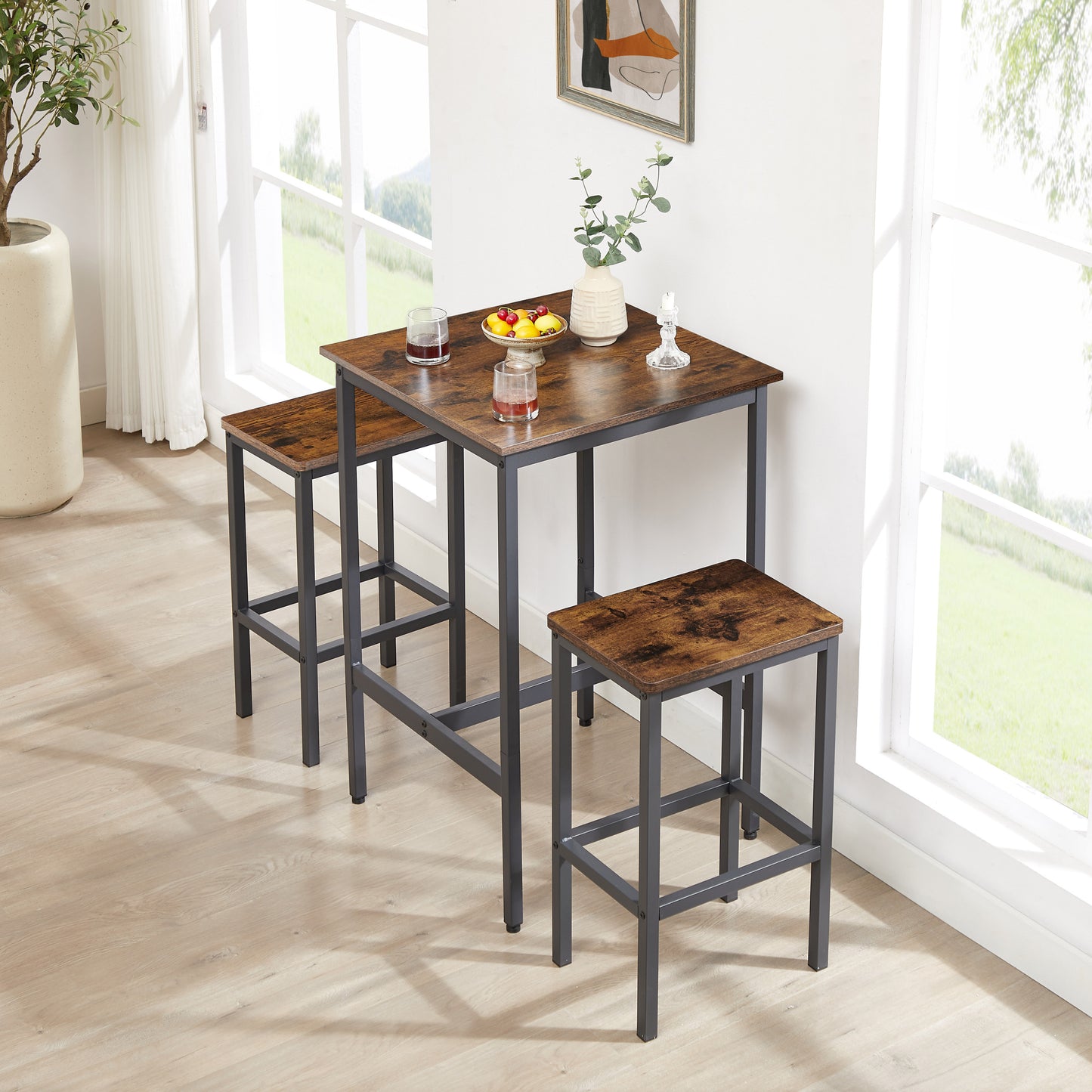 Jona Square Bar Table with 2 Bar Chairs