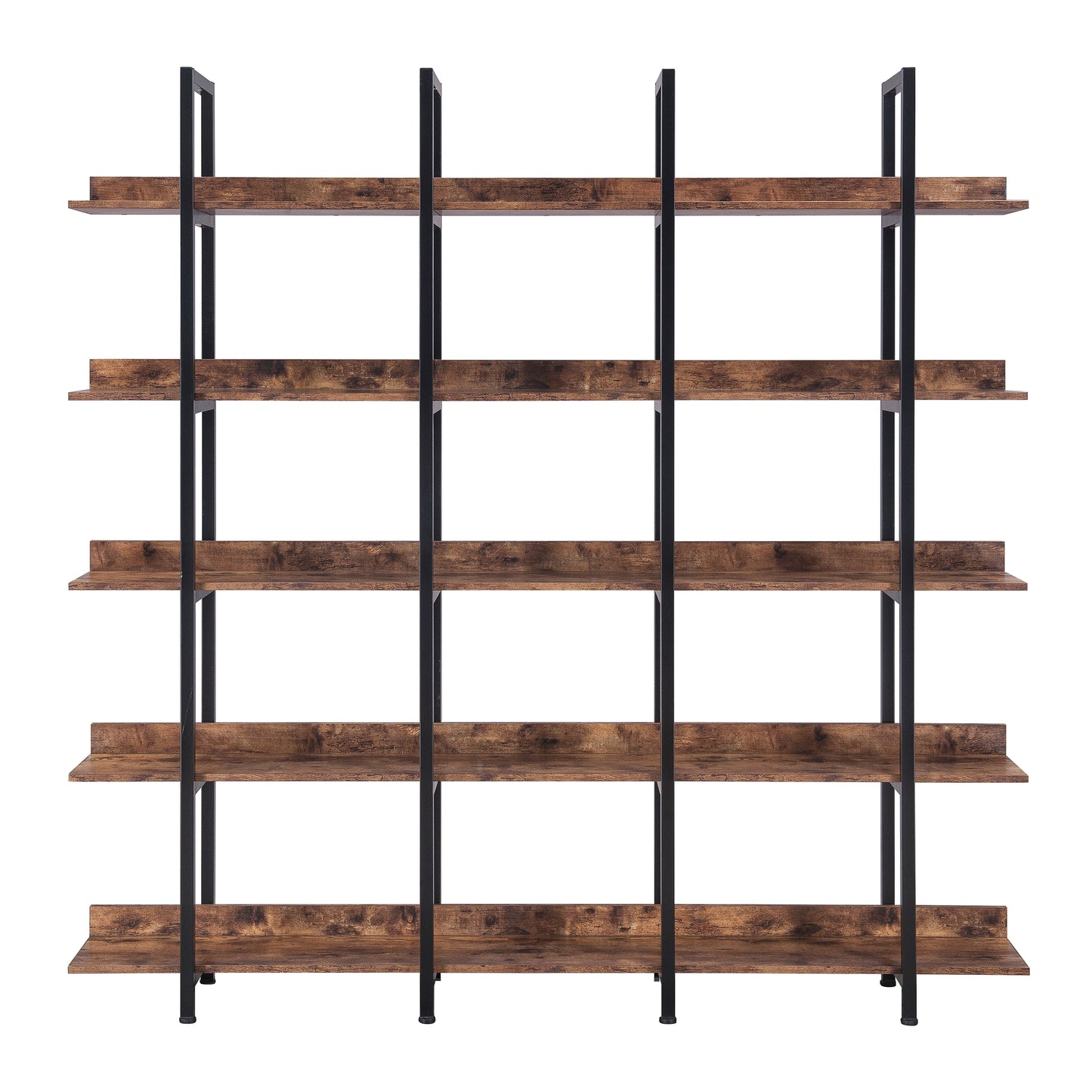 Vintage Industrial 5-Tier Bookcase in Brown Finish