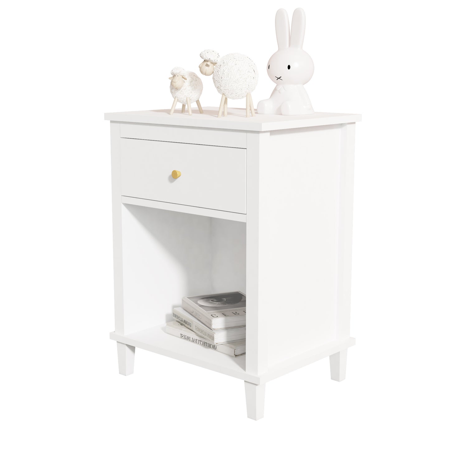 Natasha One Drawer Nighstand in White Finish