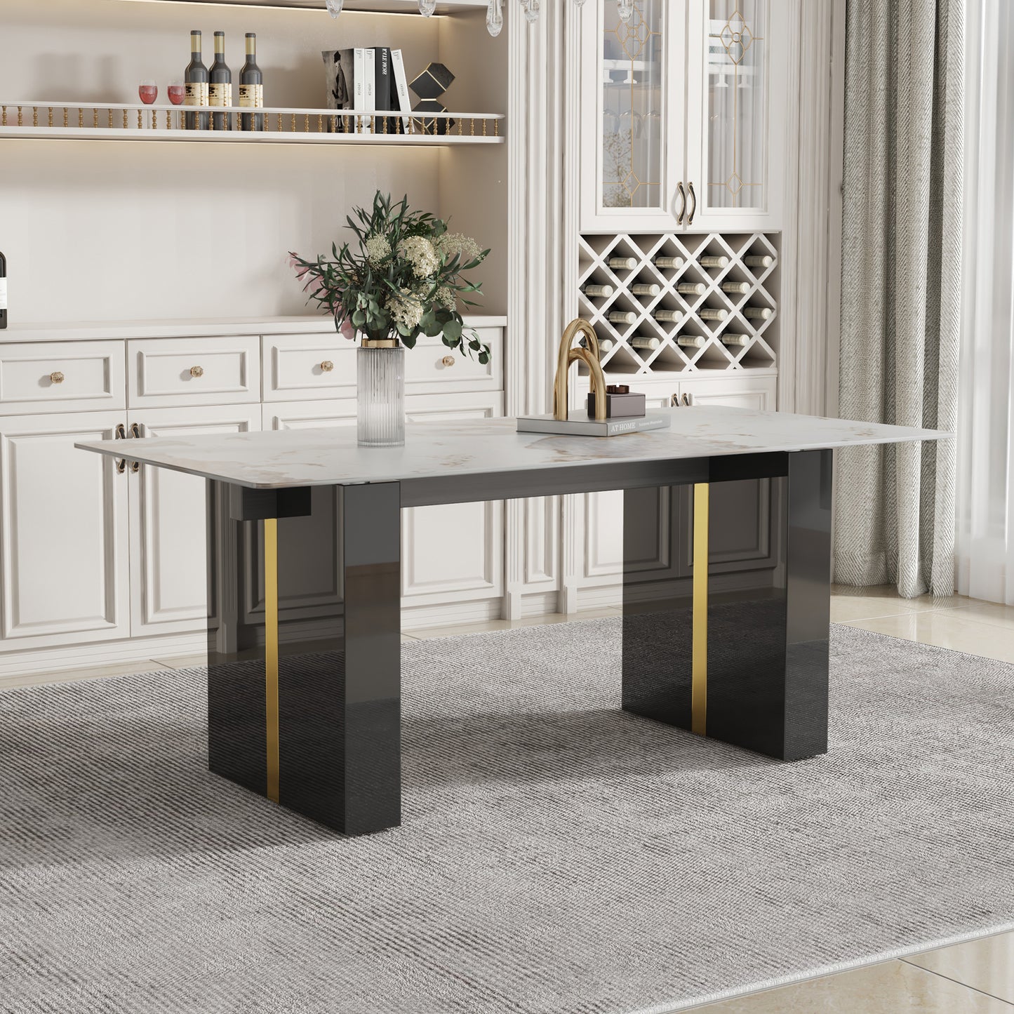 Junio modern rectangular table with 0.39 inch patterned tabletop