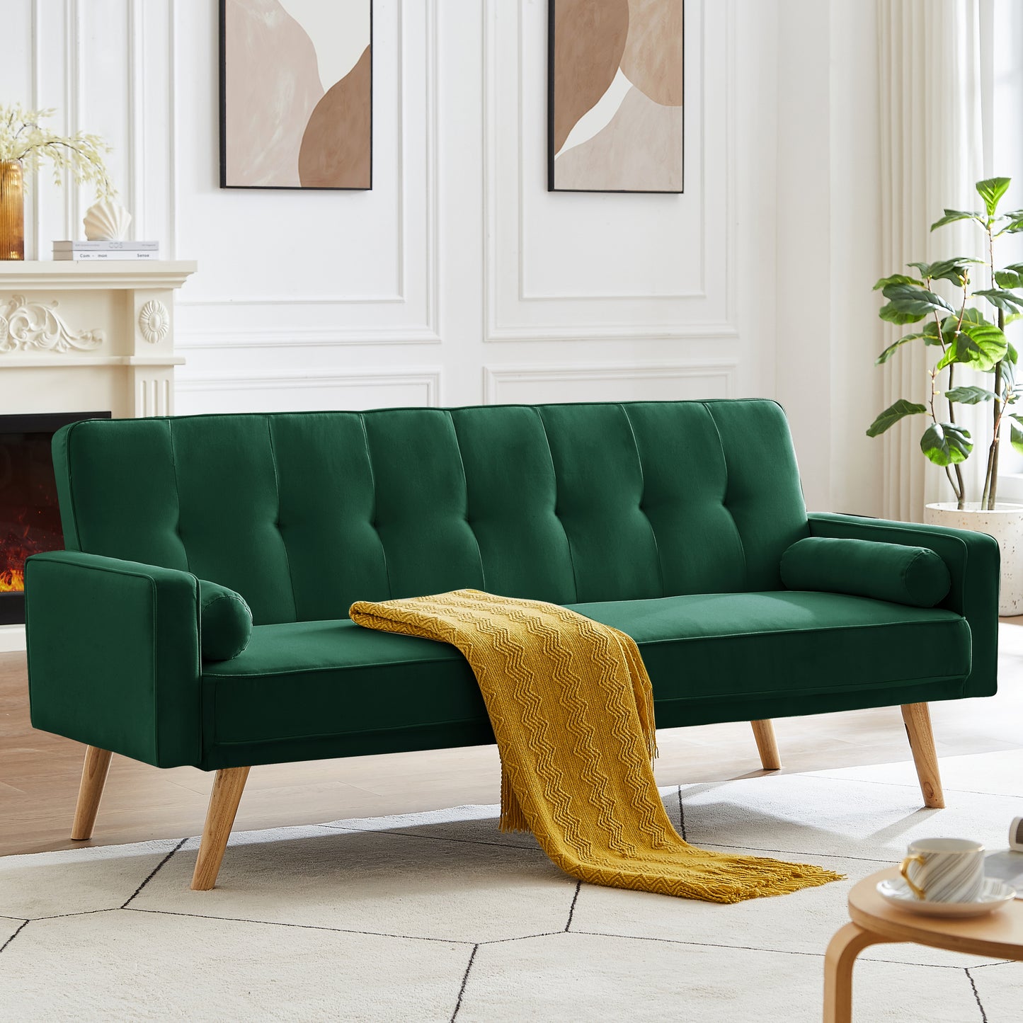 Myra Green Linen Chesterfield Sofa