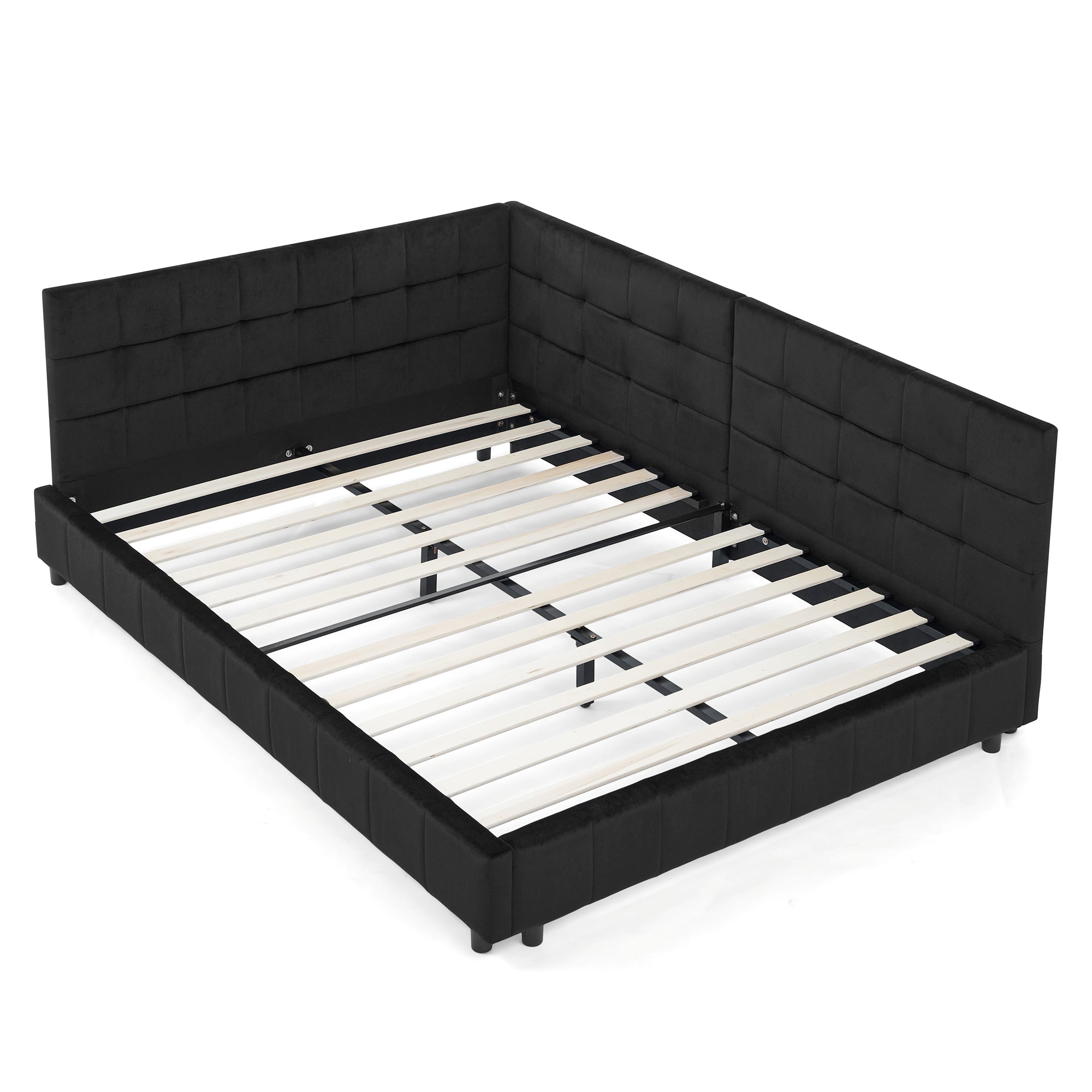 Metro Line Black Mid-Century Full Upholstered Tufted Bed