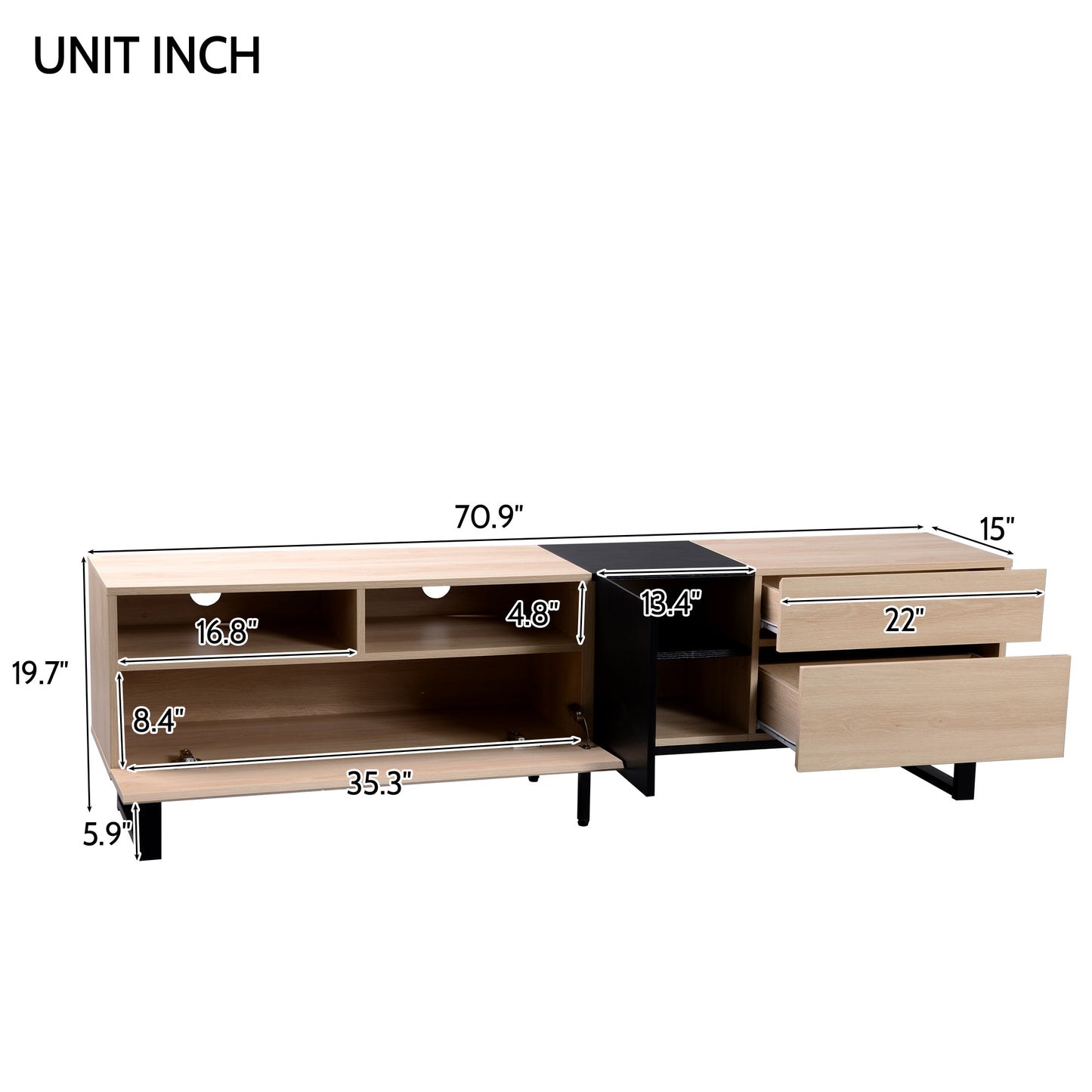 Moderna TV Stand for 80'' TV with Double Storage Space