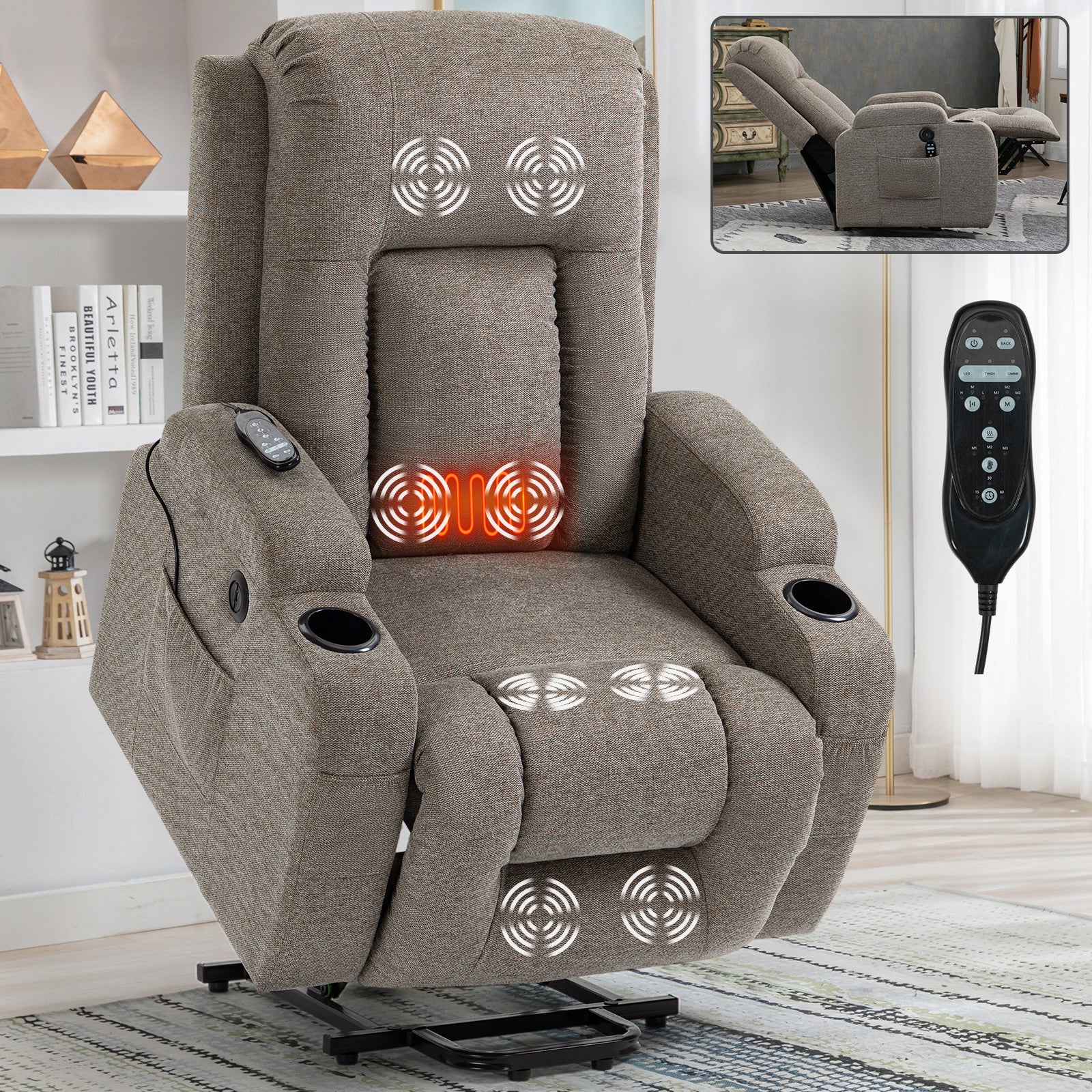 Infiniti Position Brown Power Lift Recliner Chair