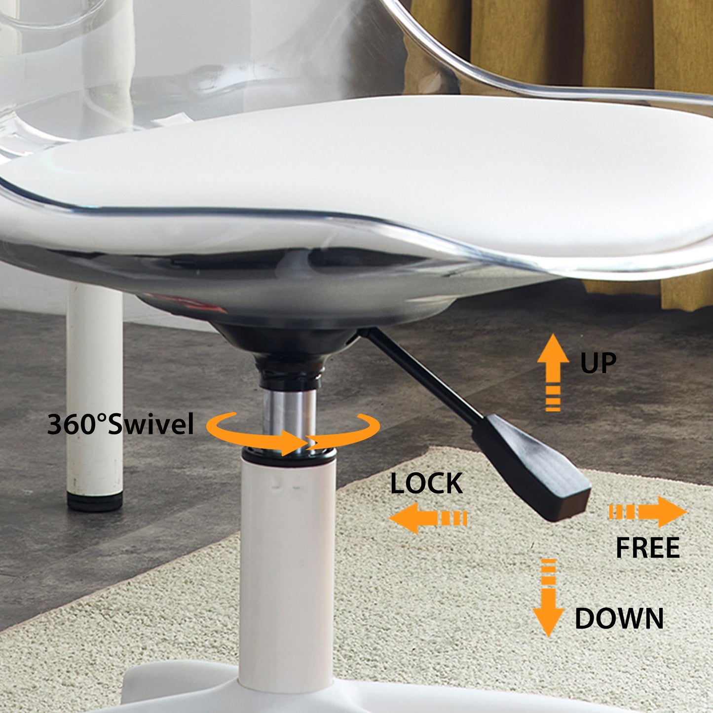 Adjustable 360 °Swivel Transparent Chair