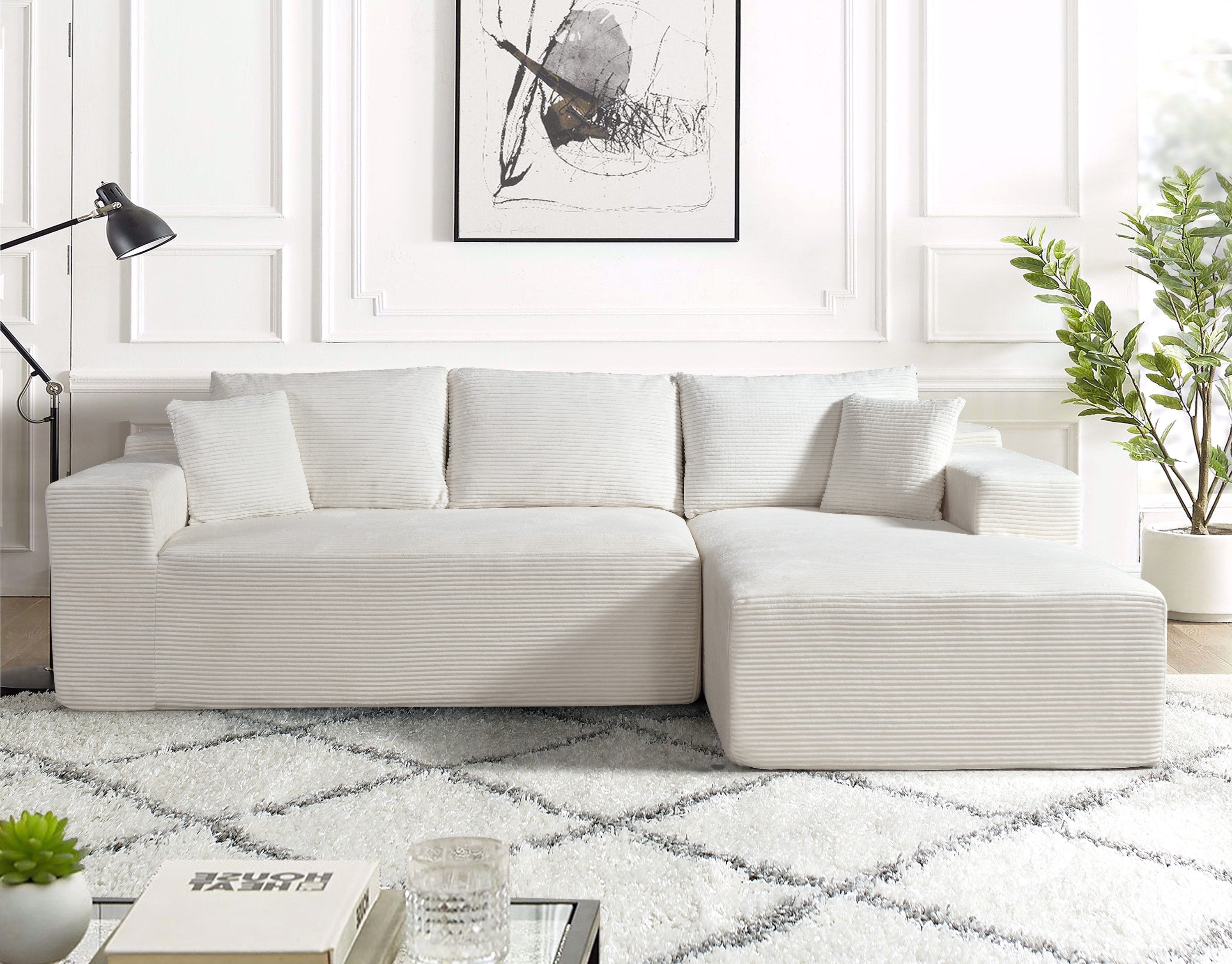 Java Beige 2-Piece Convertible Corduroy Sectional