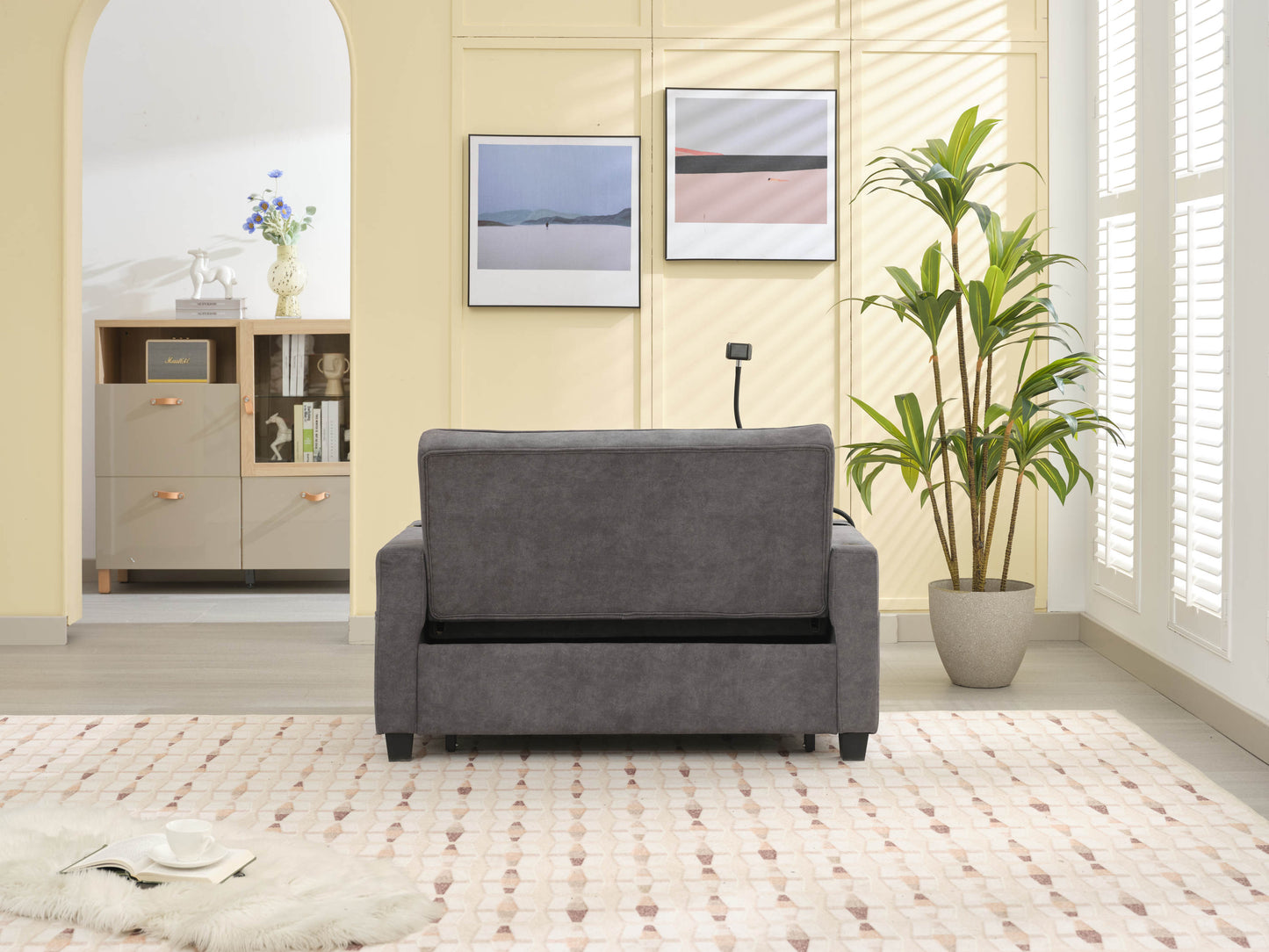 Darwin Convertible Chair 3-in-1 Pull Out Sleeper Chair in Dark Grey Tech Fabric