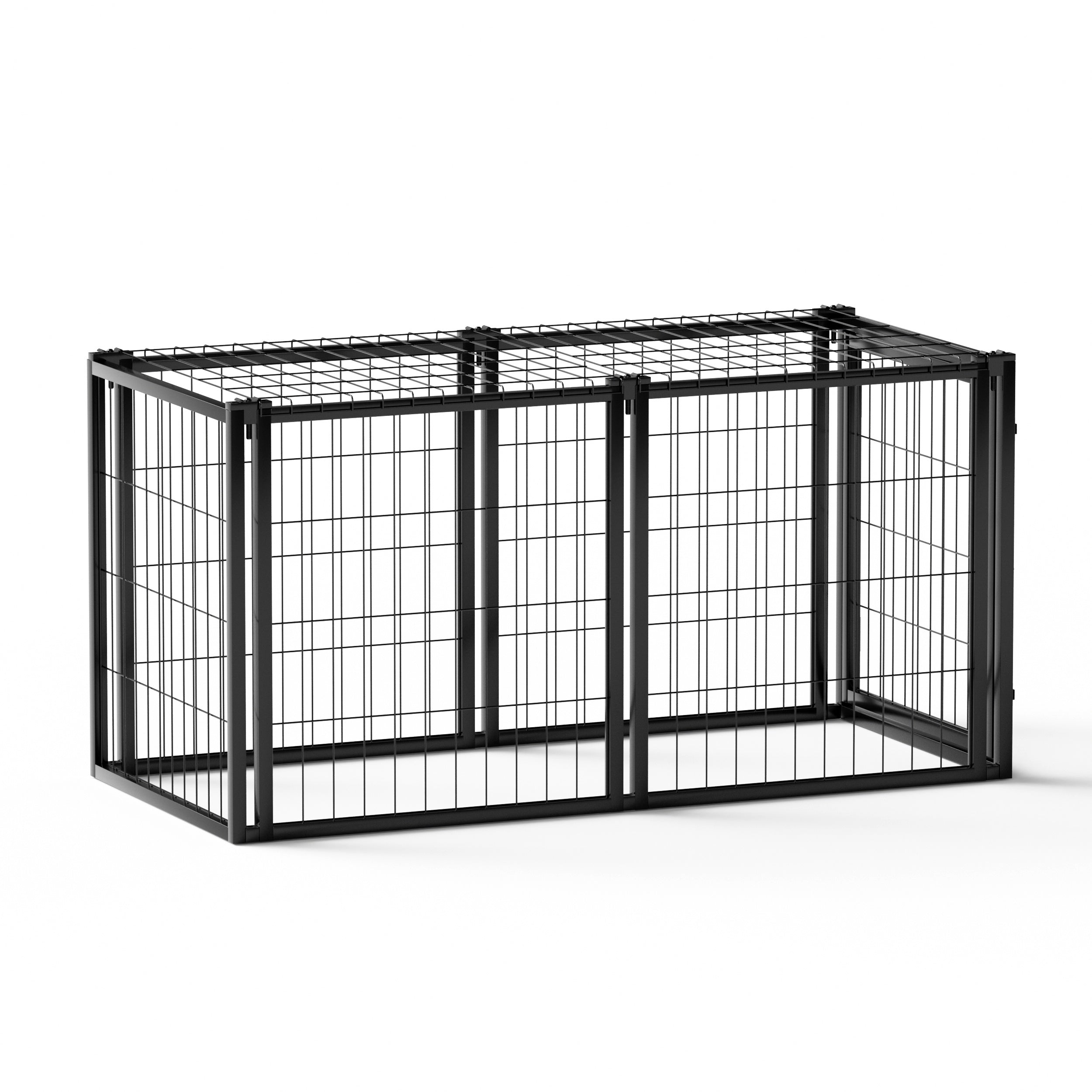 PawGuard 47.2' Dog Crate & Playpen for Small to Medium Dogs, Black