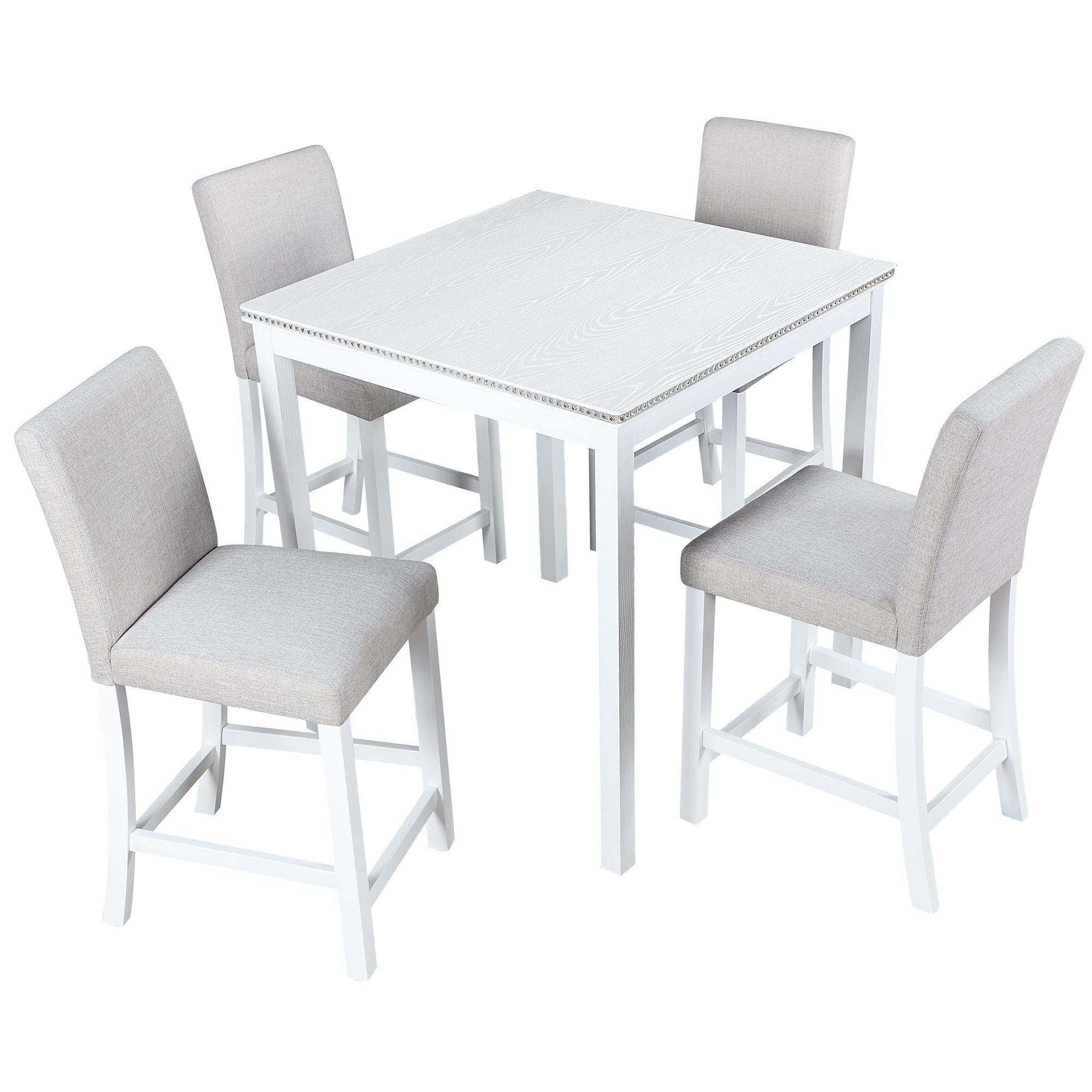 Ellison 5 Piece Counter Height Table Set in White Finish