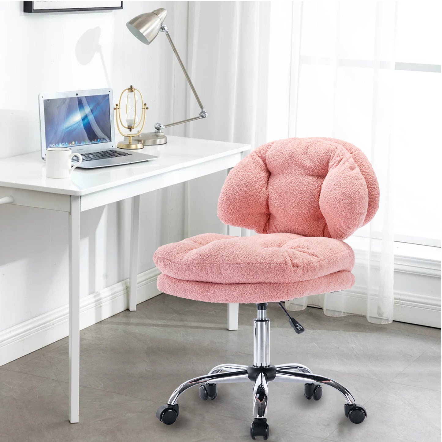 Teddy Velvet Makeup Pink Home Office Chair