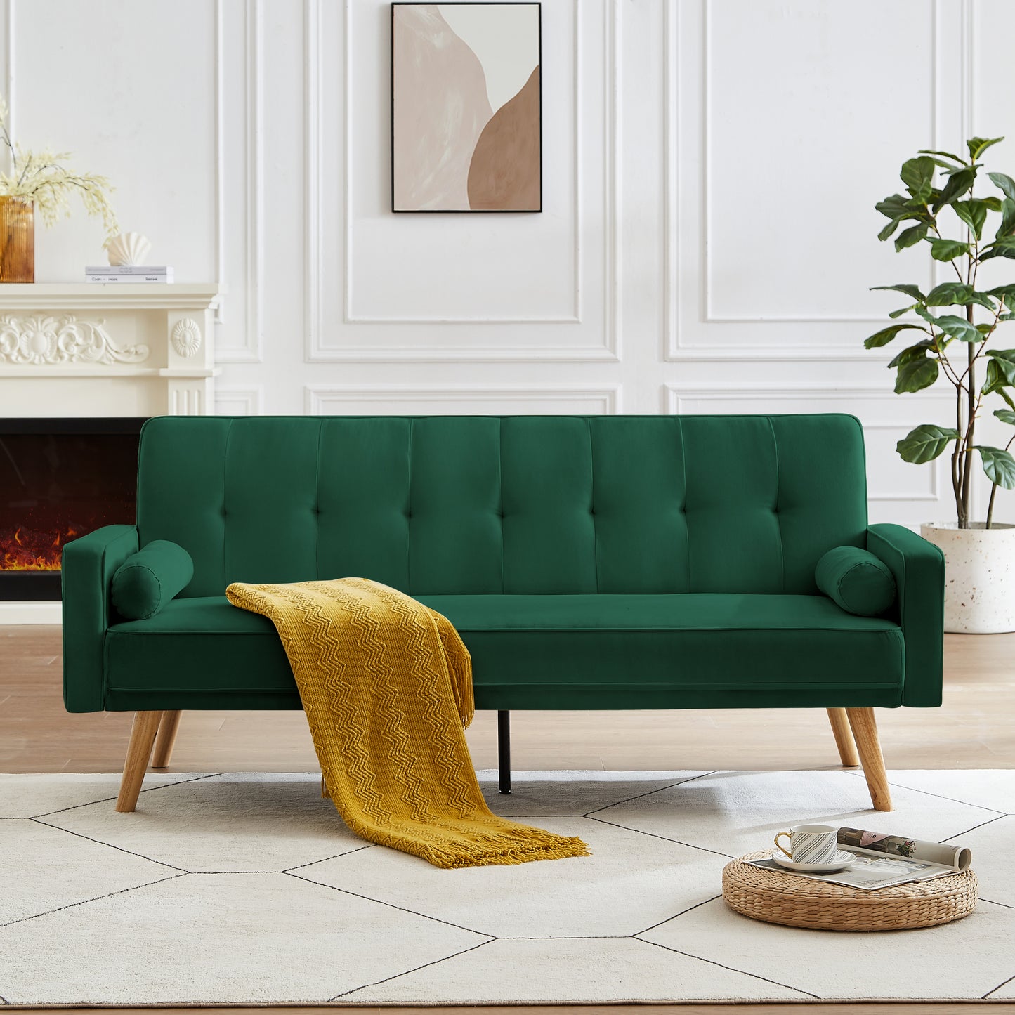 Myra Green Linen Chesterfield Sofa