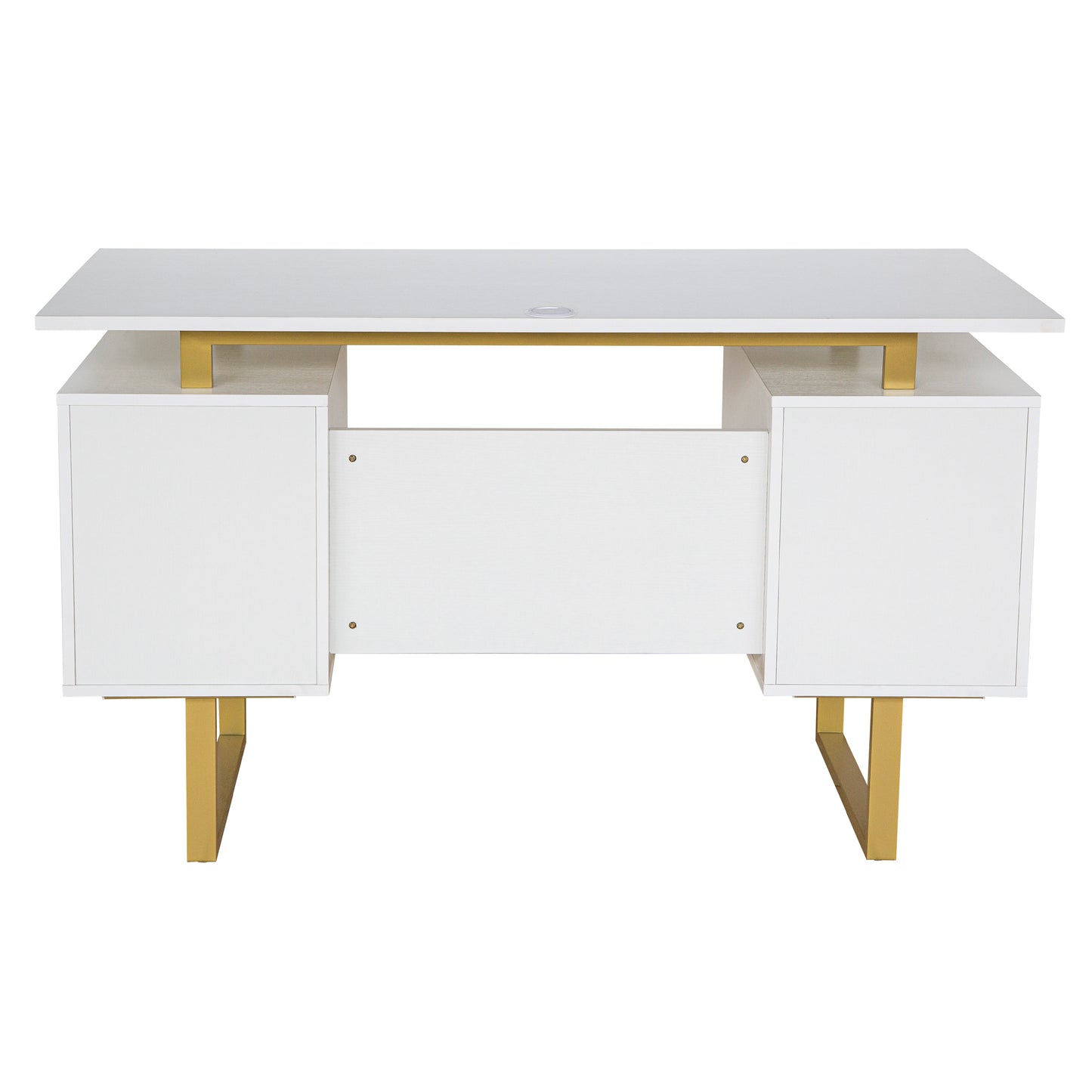 Techni White and Gold Office Desk