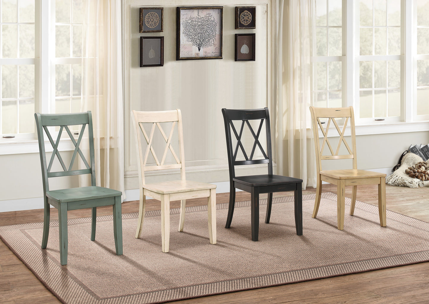 Trina Casual Teal Finish Side Chairs (Set of 2 )